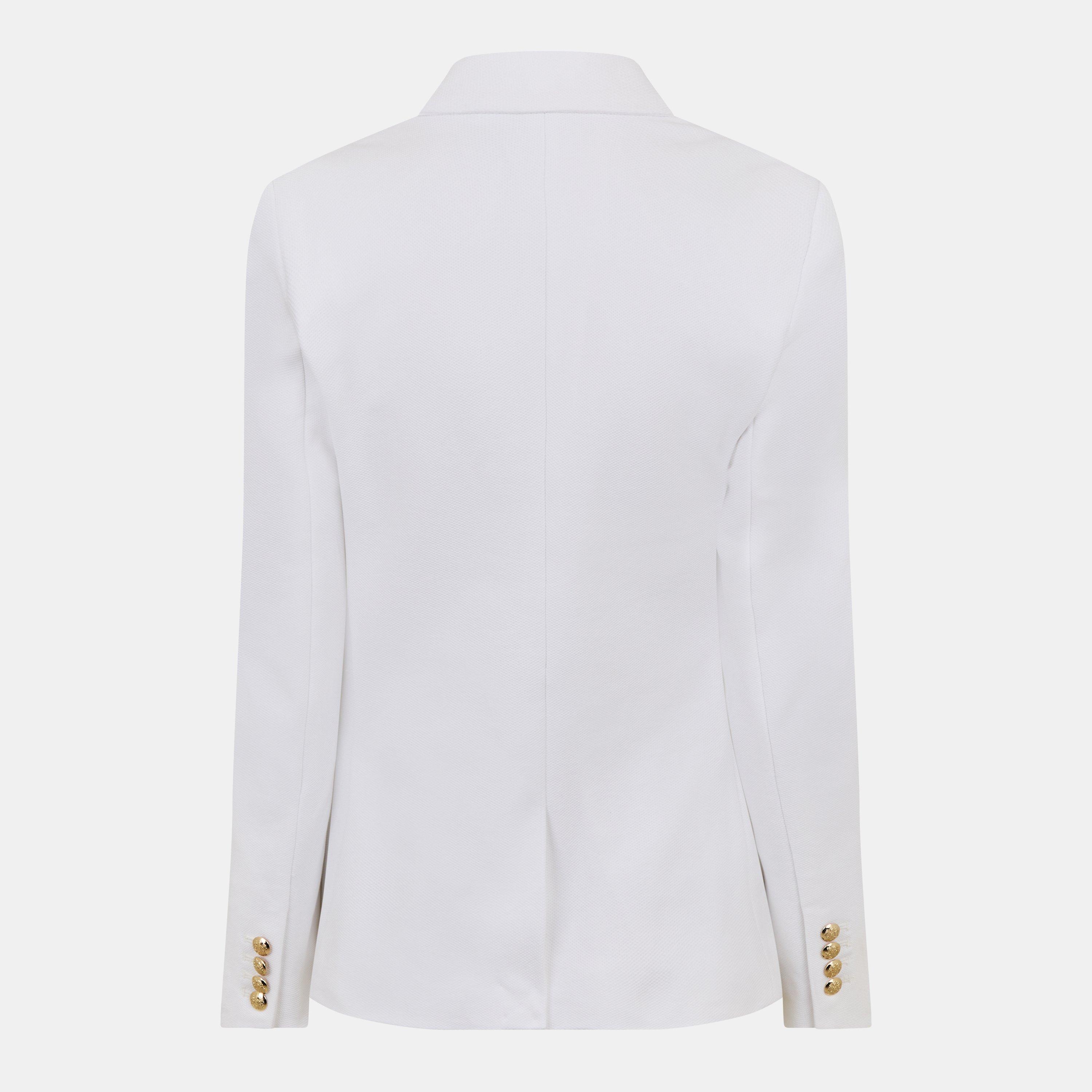 White - Lauren by Ralph Lauren - Women's Bullion Jacquard Cotton Long Sleeve Blazer - 2