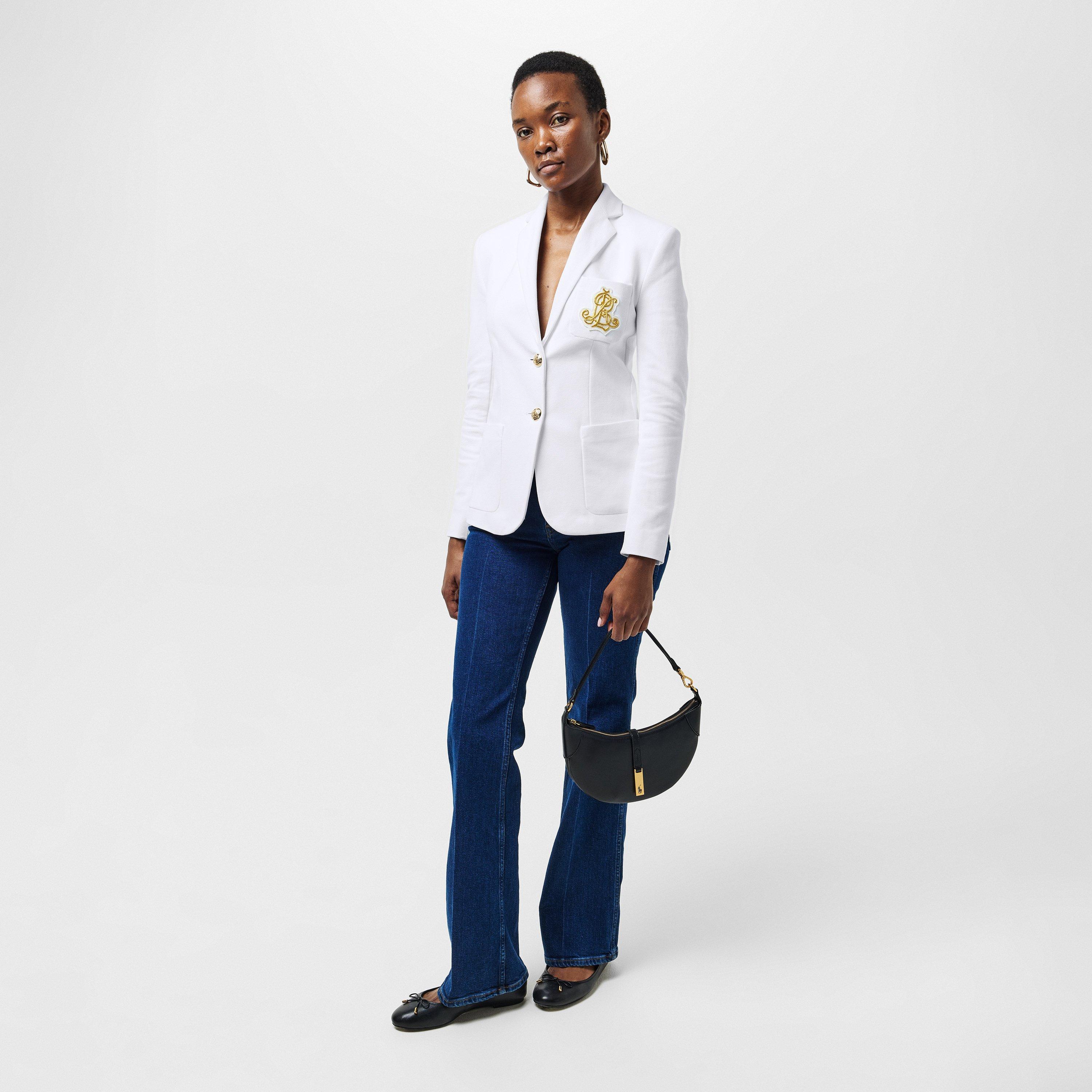 White - Lauren by Ralph Lauren - Women's Bullion Jacquard Cotton Long Sleeve Blazer - 6