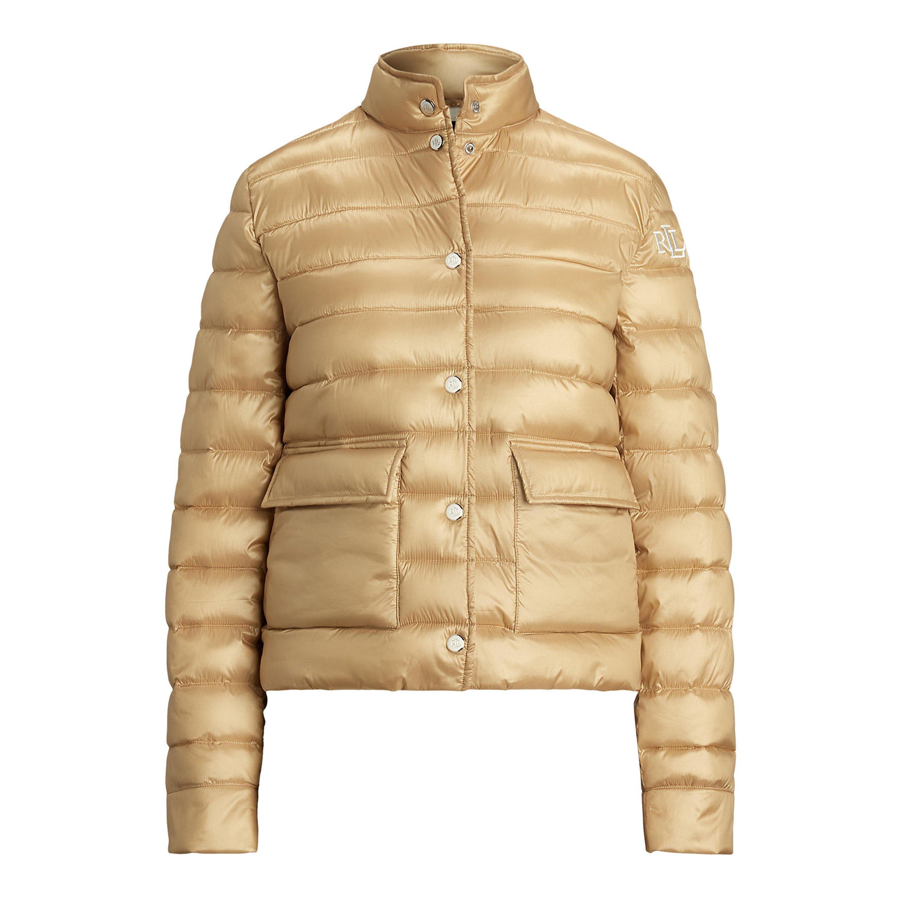 Sand Dune - Lauren by Ralph Lauren - Women's Metallic Quilted Duck Down Long Sleeve Short Puffer Jacket - 1