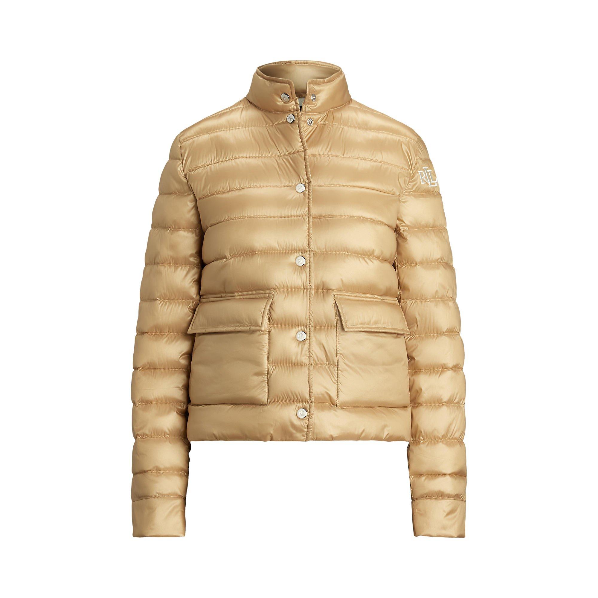 Sand Dune - Lauren by Ralph Lauren - Women's Metallic Quilted Duck Down Long Sleeve Short Puffer Jacket - 6