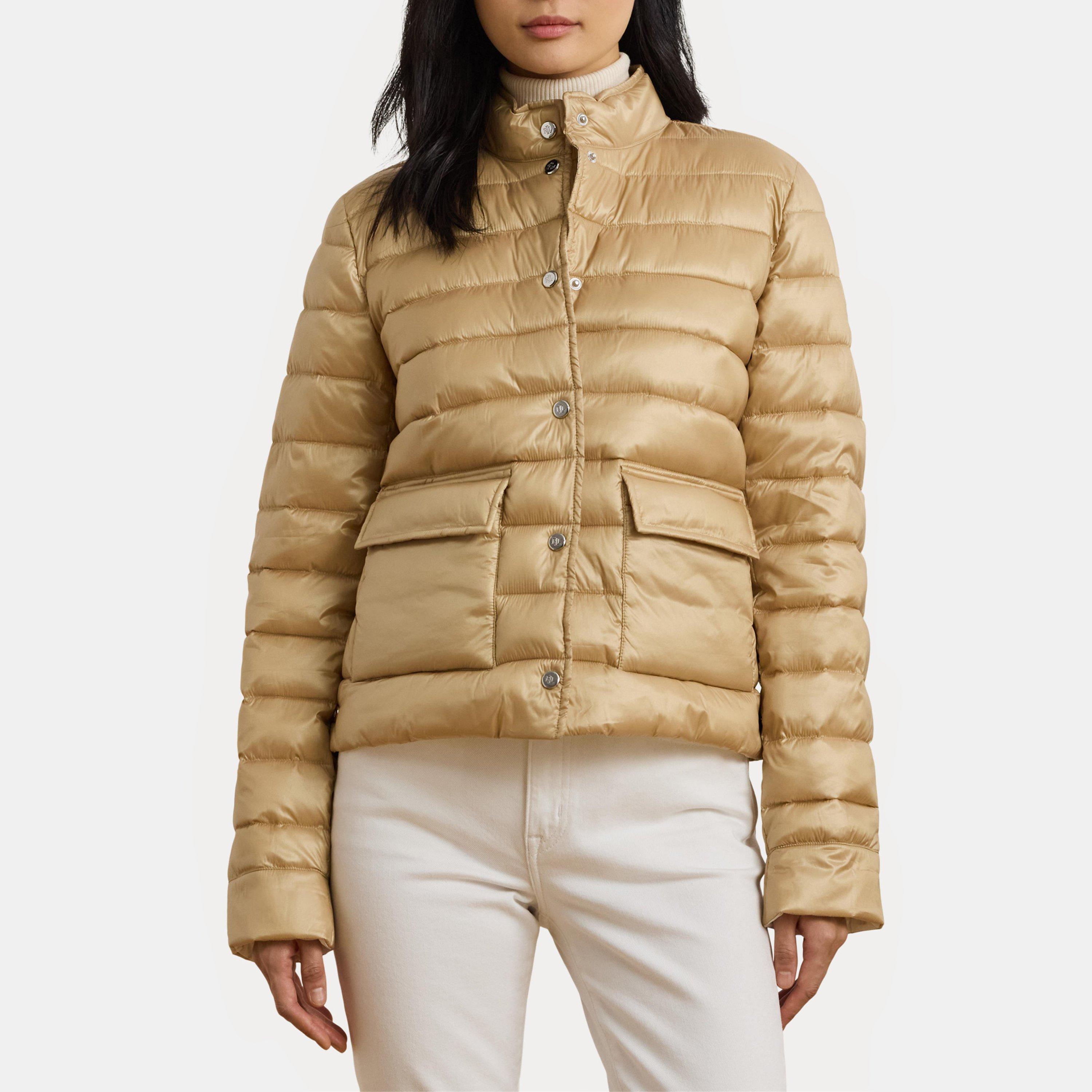 Sand Dune - Lauren by Ralph Lauren - Women's Metallic Quilted Duck Down Long Sleeve Short Puffer Jacket - 3