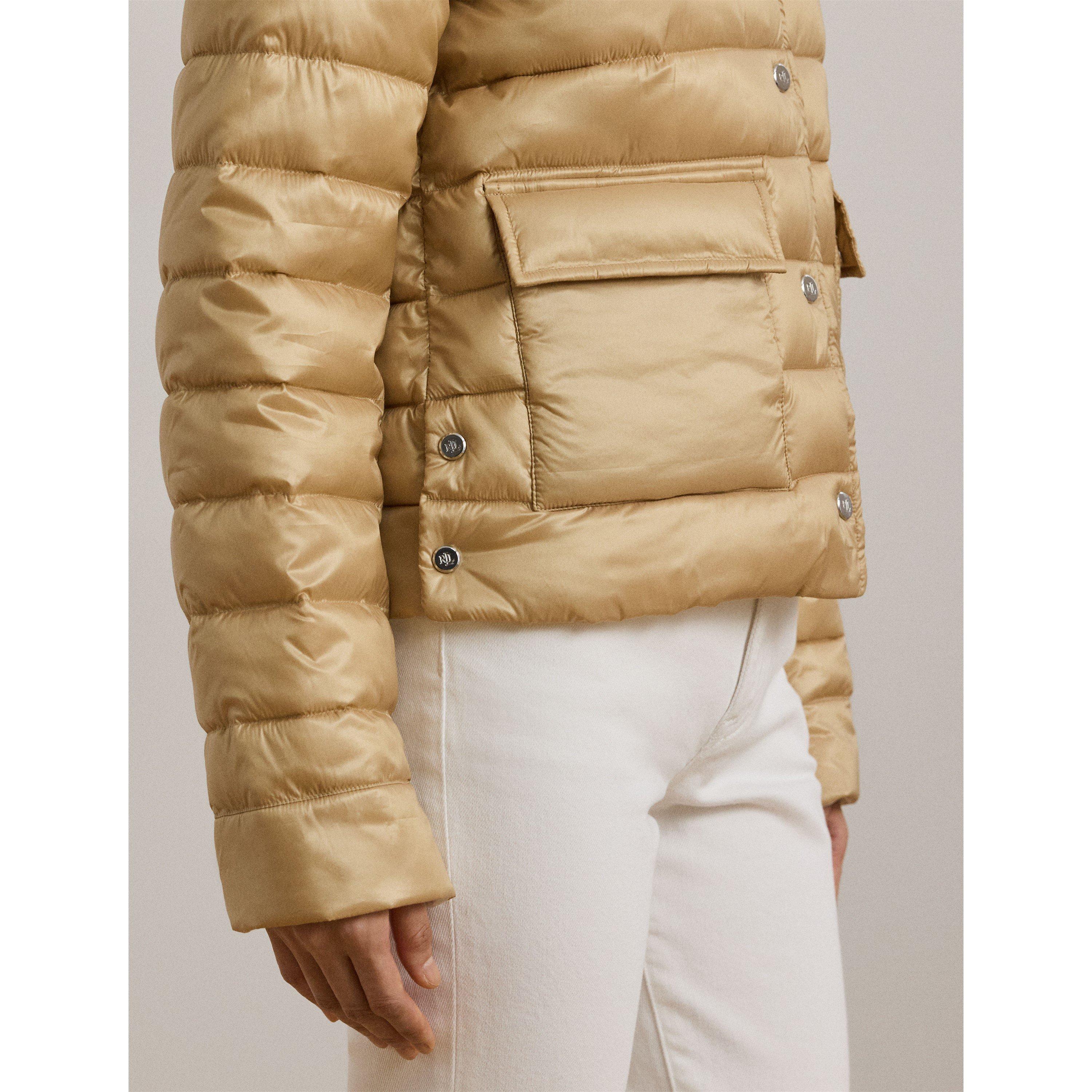 Sand Dune - Lauren by Ralph Lauren - Women's Metallic Quilted Duck Down Long Sleeve Short Puffer Jacket - 5