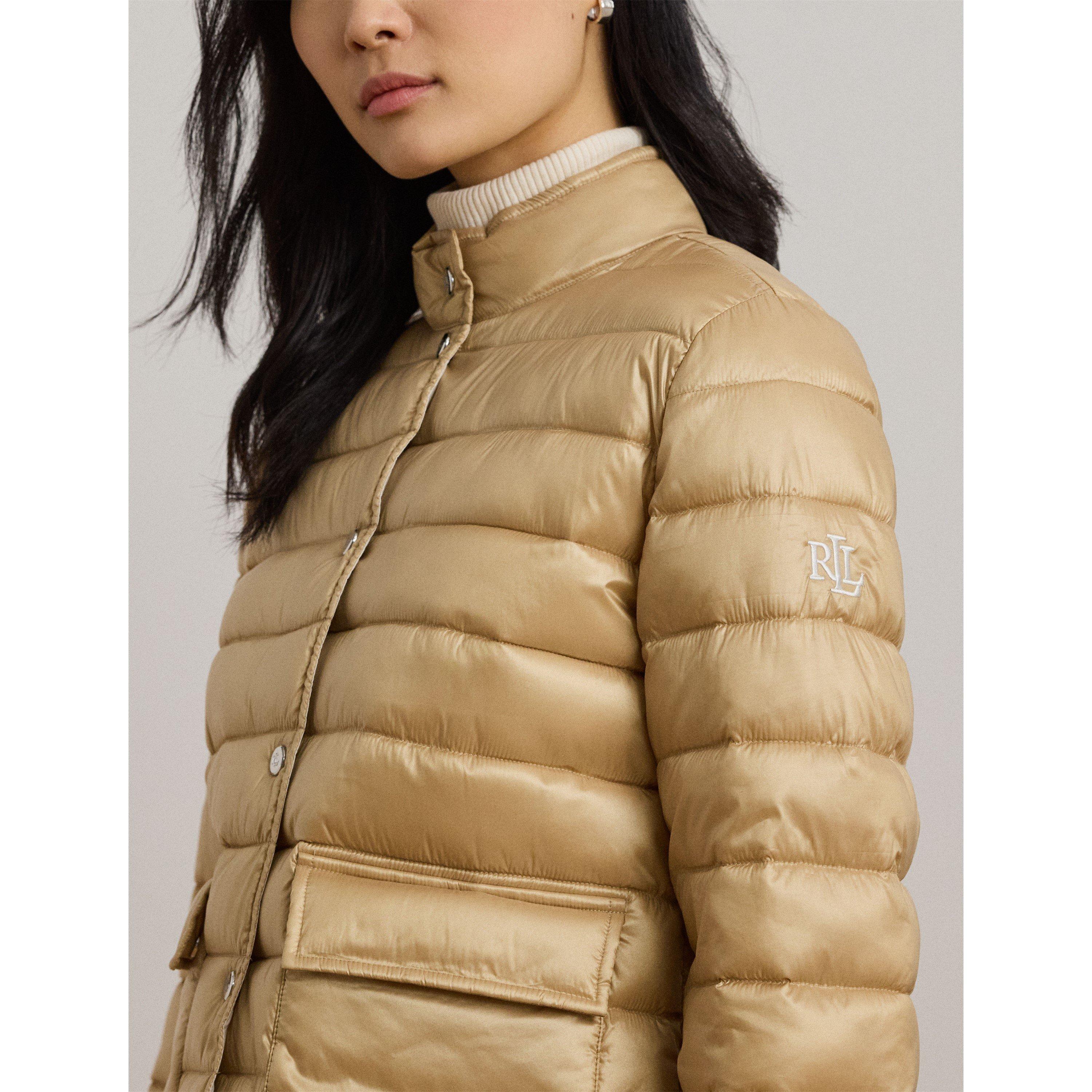 Sand Dune - Lauren by Ralph Lauren - Women's Metallic Quilted Duck Down Long Sleeve Short Puffer Jacket - 6