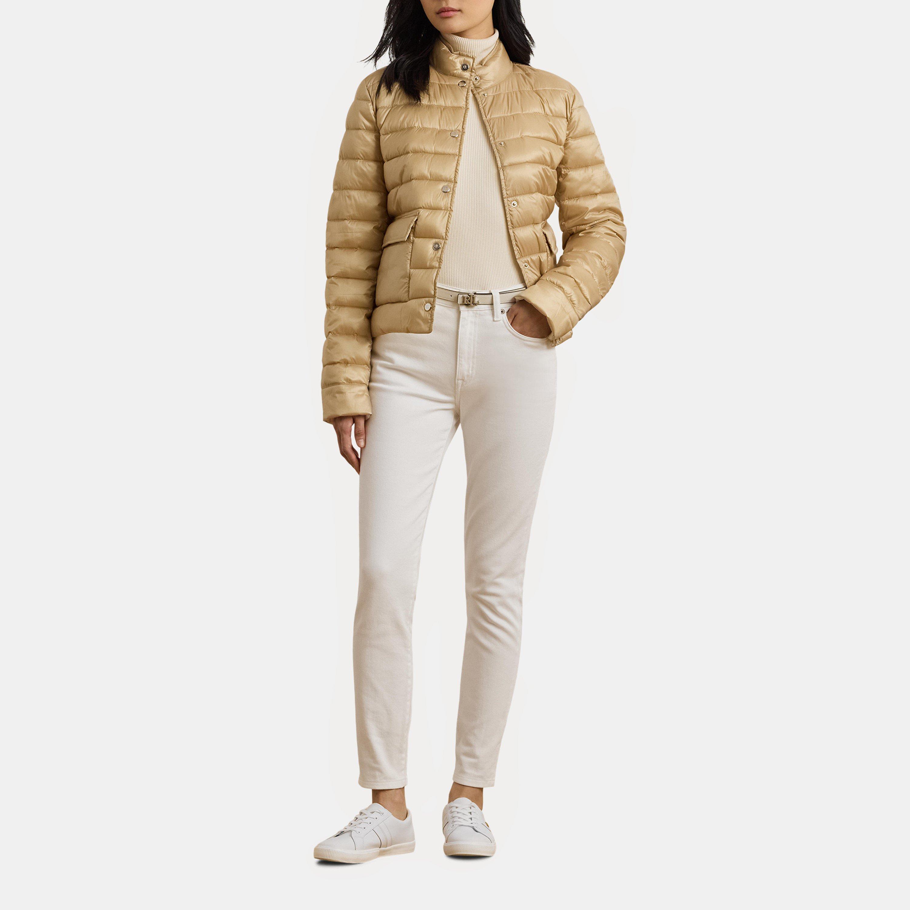Sand Dune - Lauren by Ralph Lauren - Women's Metallic Quilted Duck Down Long Sleeve Short Puffer Jacket - 5