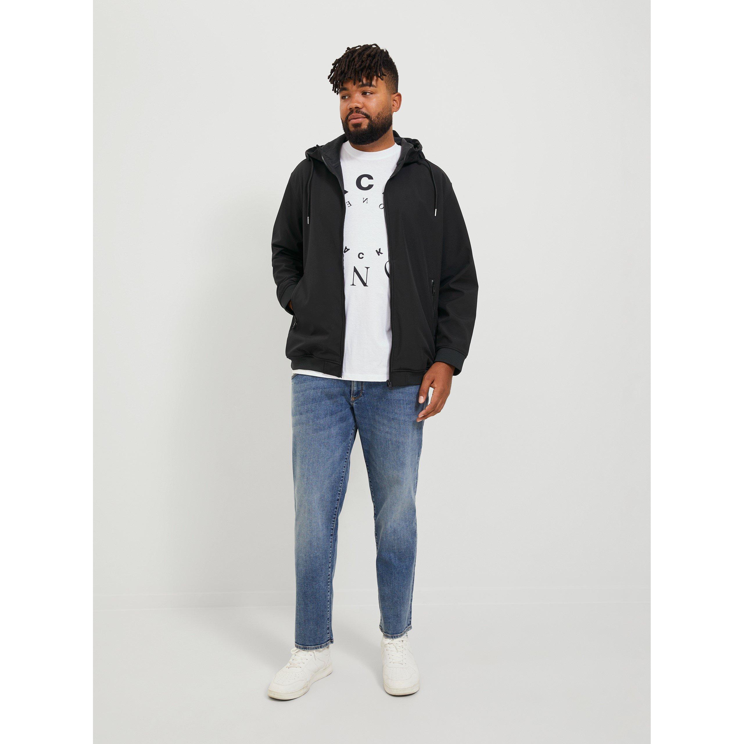 Black - Jack and Jones - Softshell Hooded Jacket Mens Plus Size - 2