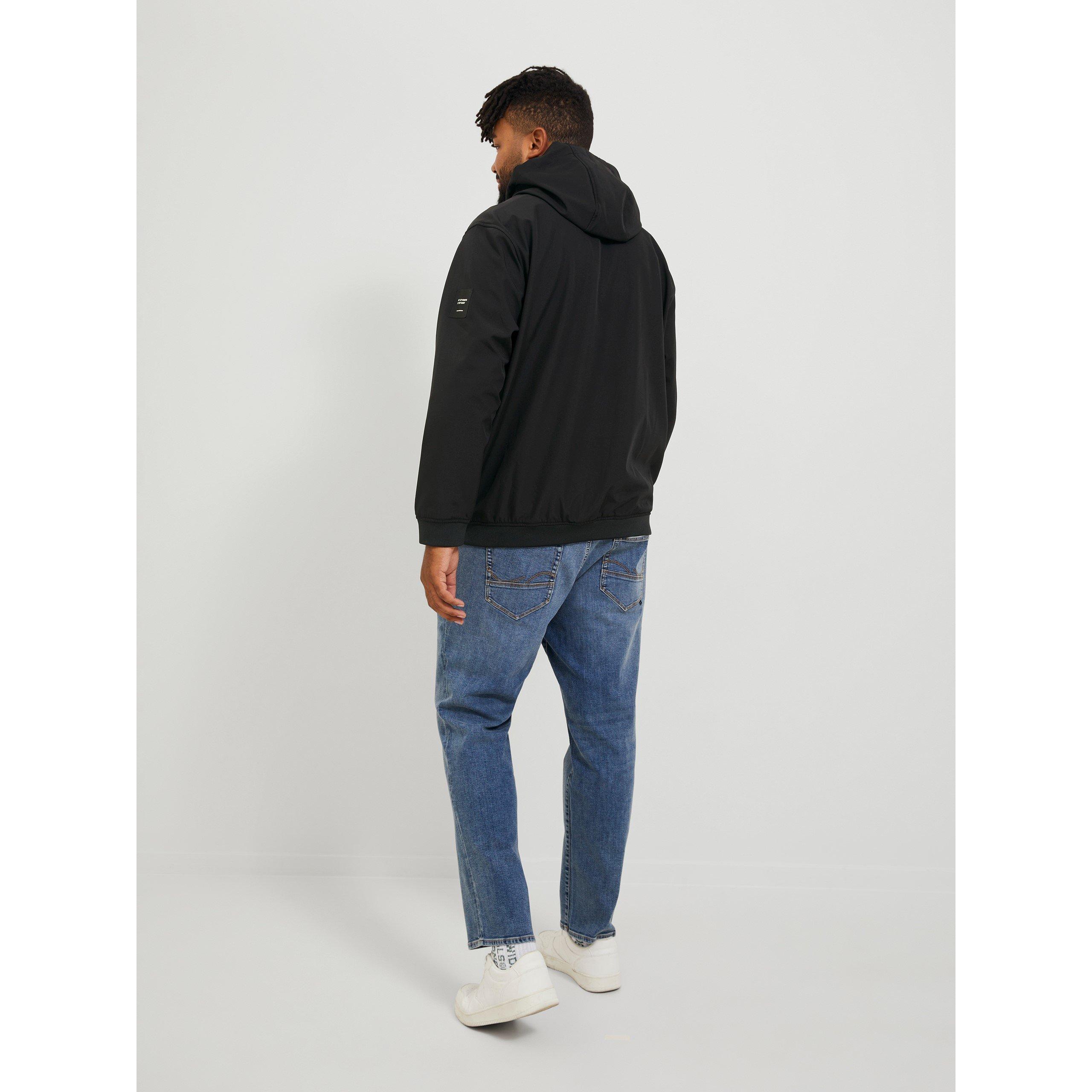 Black - Jack and Jones - Softshell Hooded Jacket Mens Plus Size - 4