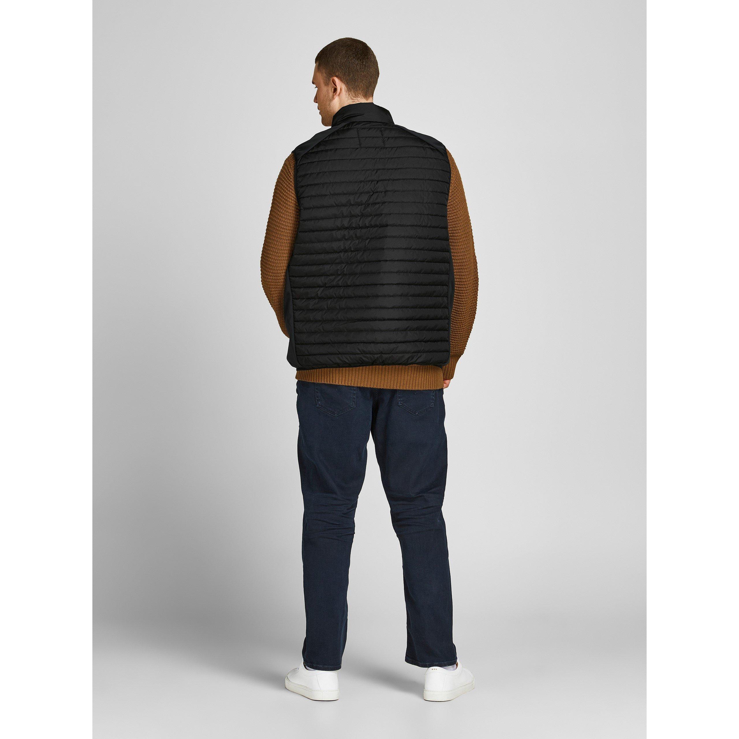 Black - Jack and Jones - Quilted Full Zip Sleeveless Plus Size Gilet - 4