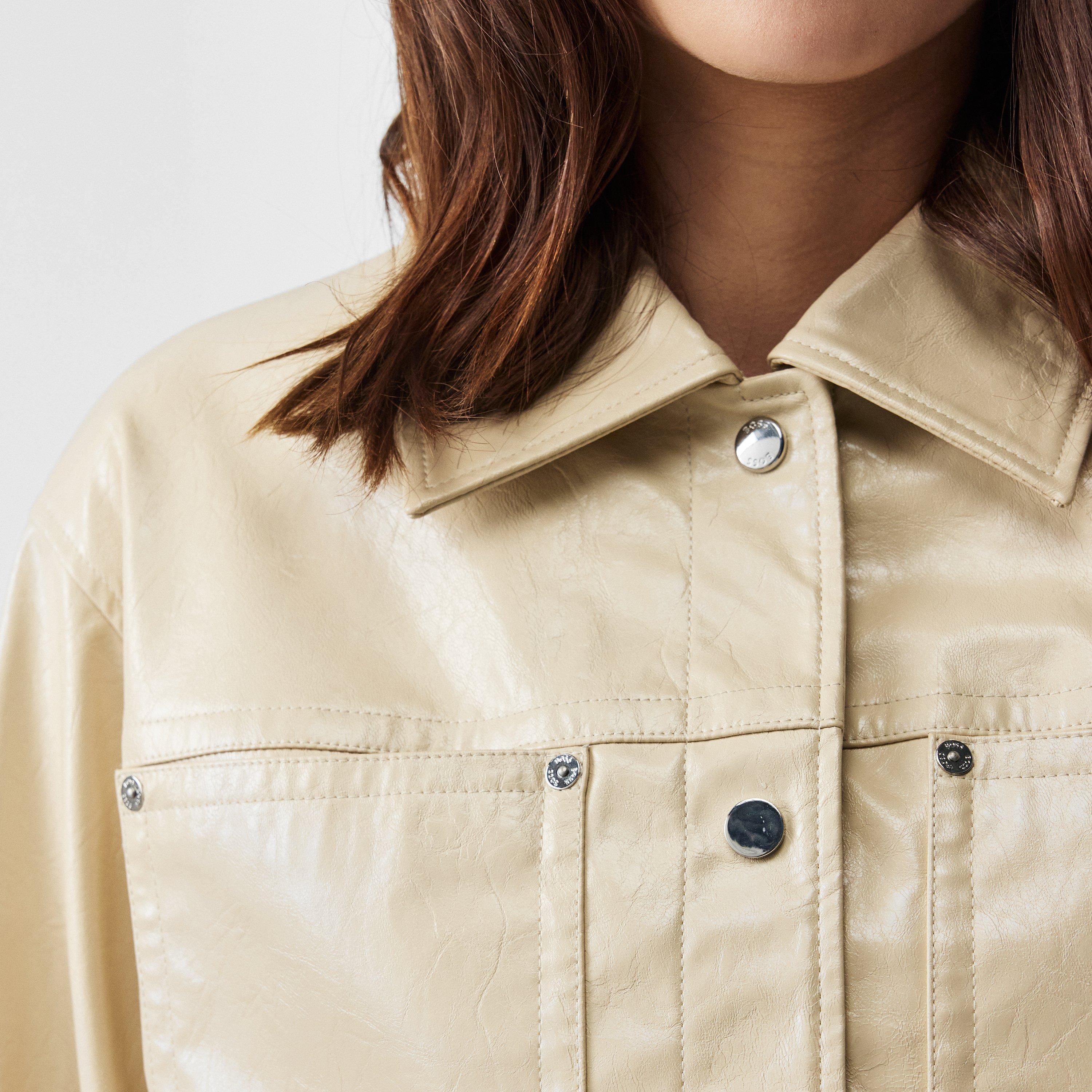Open Beige - Boss - Women's  Lightweight Faux Leather Jacket - 5