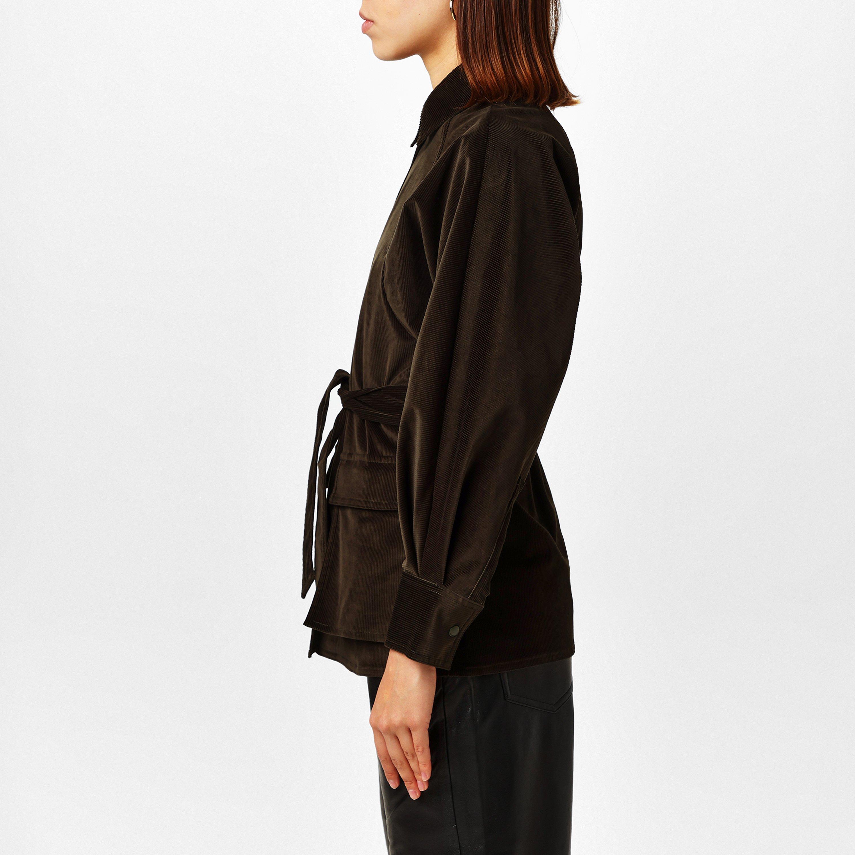 Khaki - Max Mara - Women's Corduroy Relaxed Fit Overshirt - 2