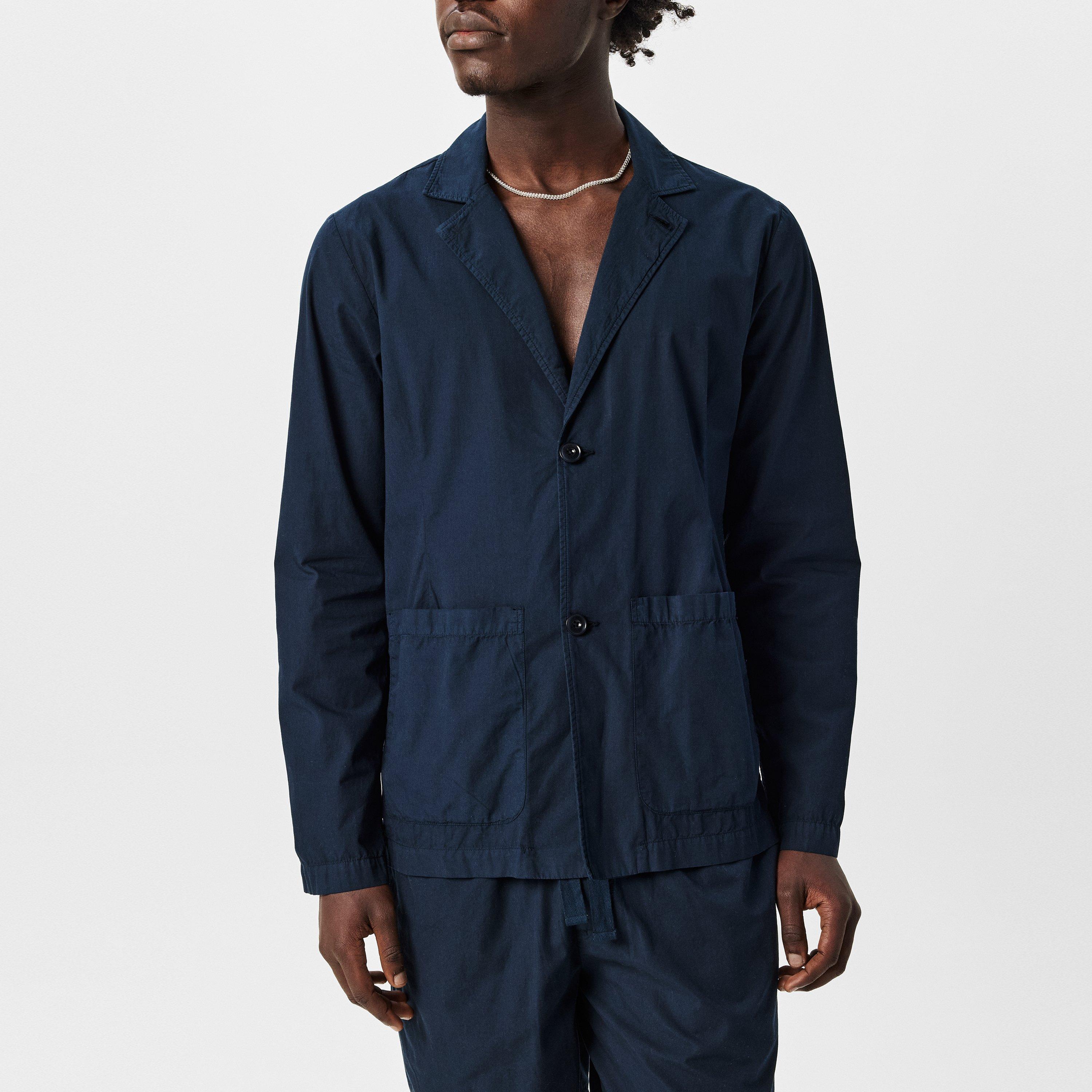 Dark Navy 002 - Albam - Men's  Poplin Cotton Long Sleeve Blazer - 3