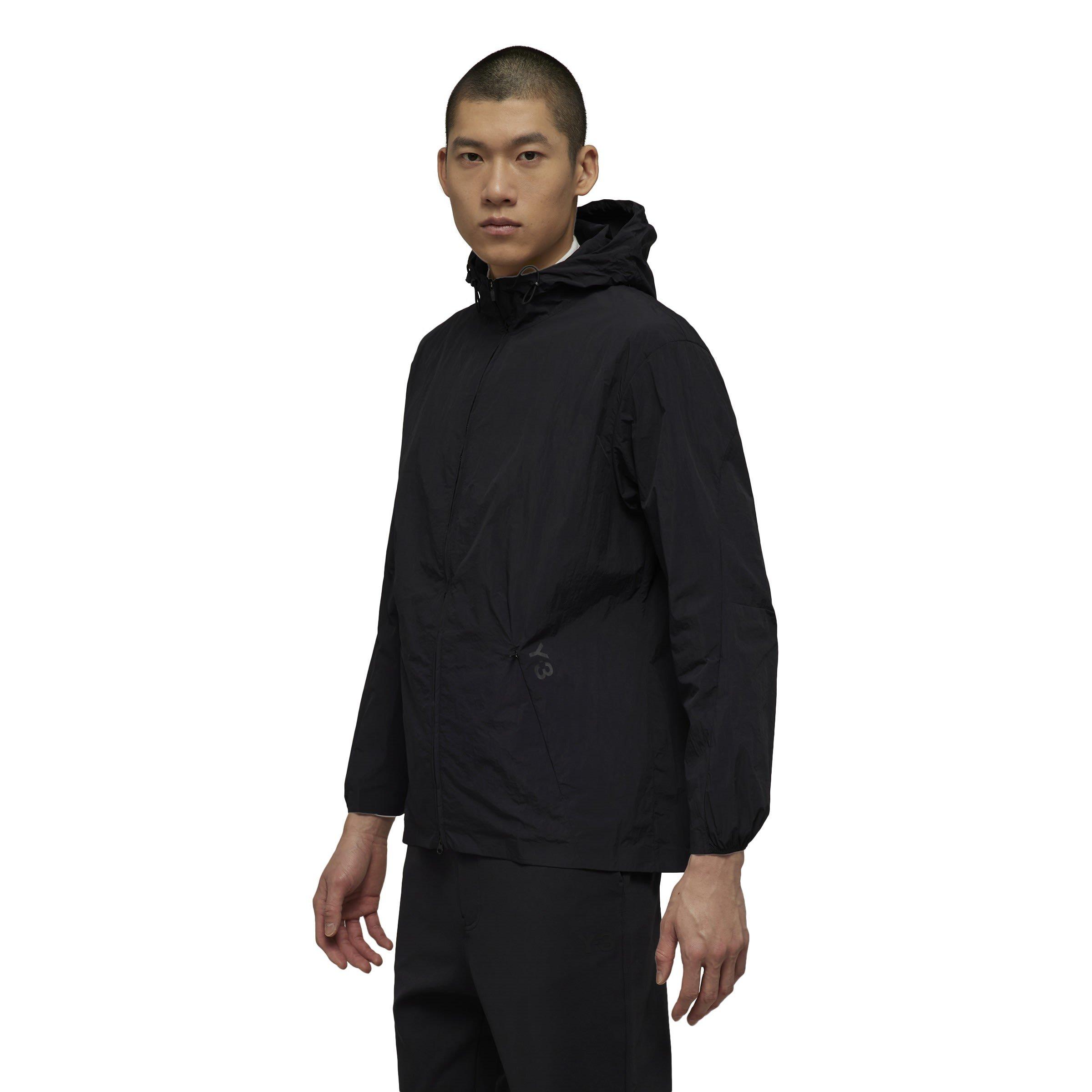 Black - adidas Originals - Men's Y Classic Light Shell Hooded Long Sleeve Windbreaker - 4
