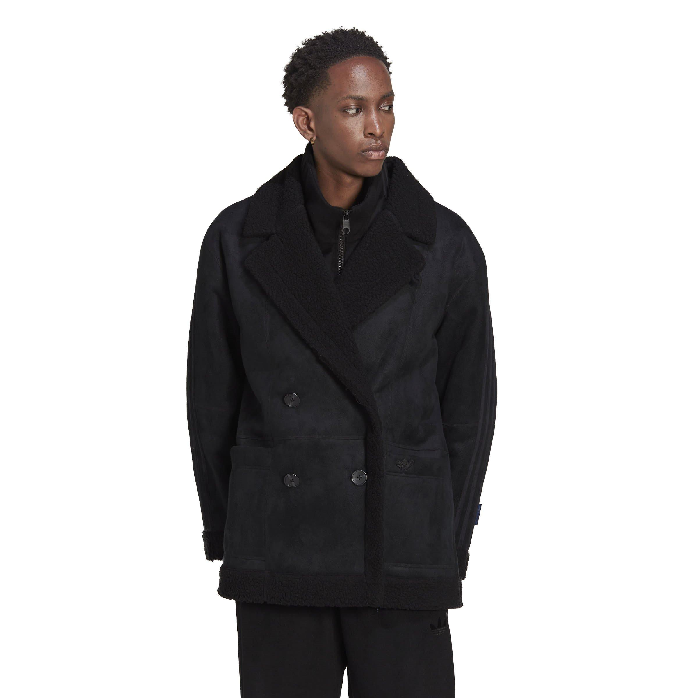 Black - adidas Originals - Men's Sherpa Textured Bomber Shearling Jacket - 2