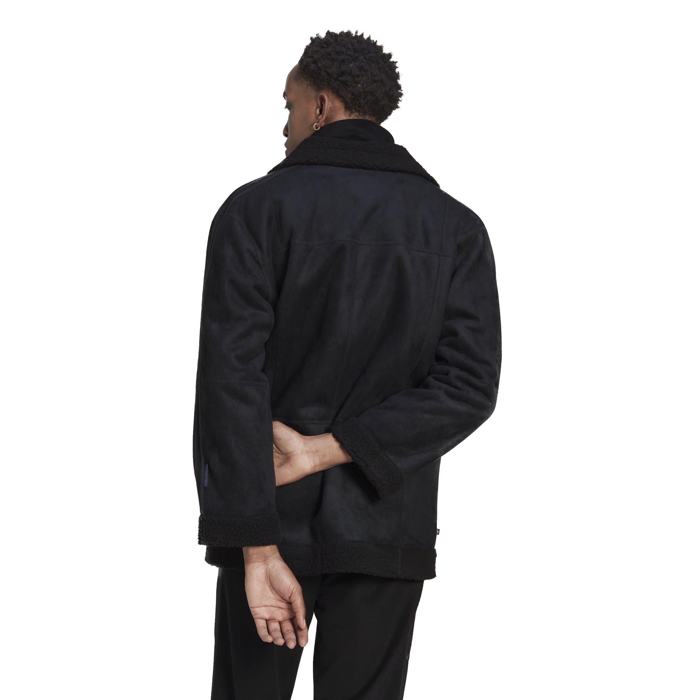 Black - adidas Originals - Men's Sherpa Textured Bomber Shearling Jacket - 3