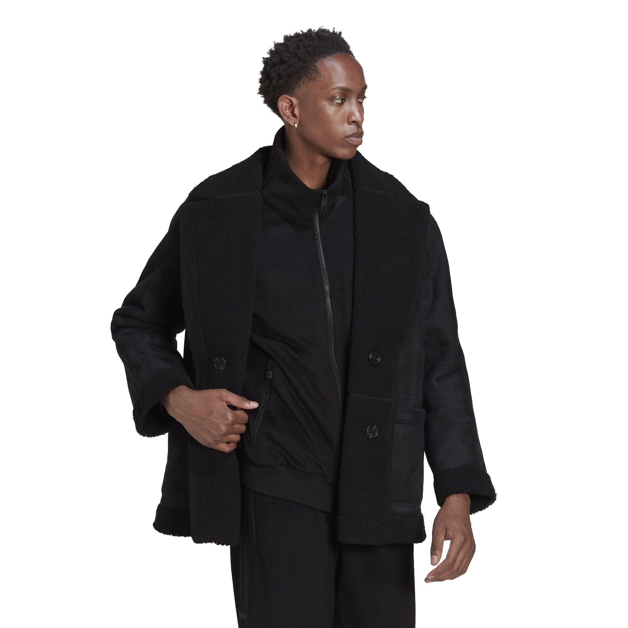 Black - adidas Originals - Men's Sherpa Textured Bomber Shearling Jacket - 4