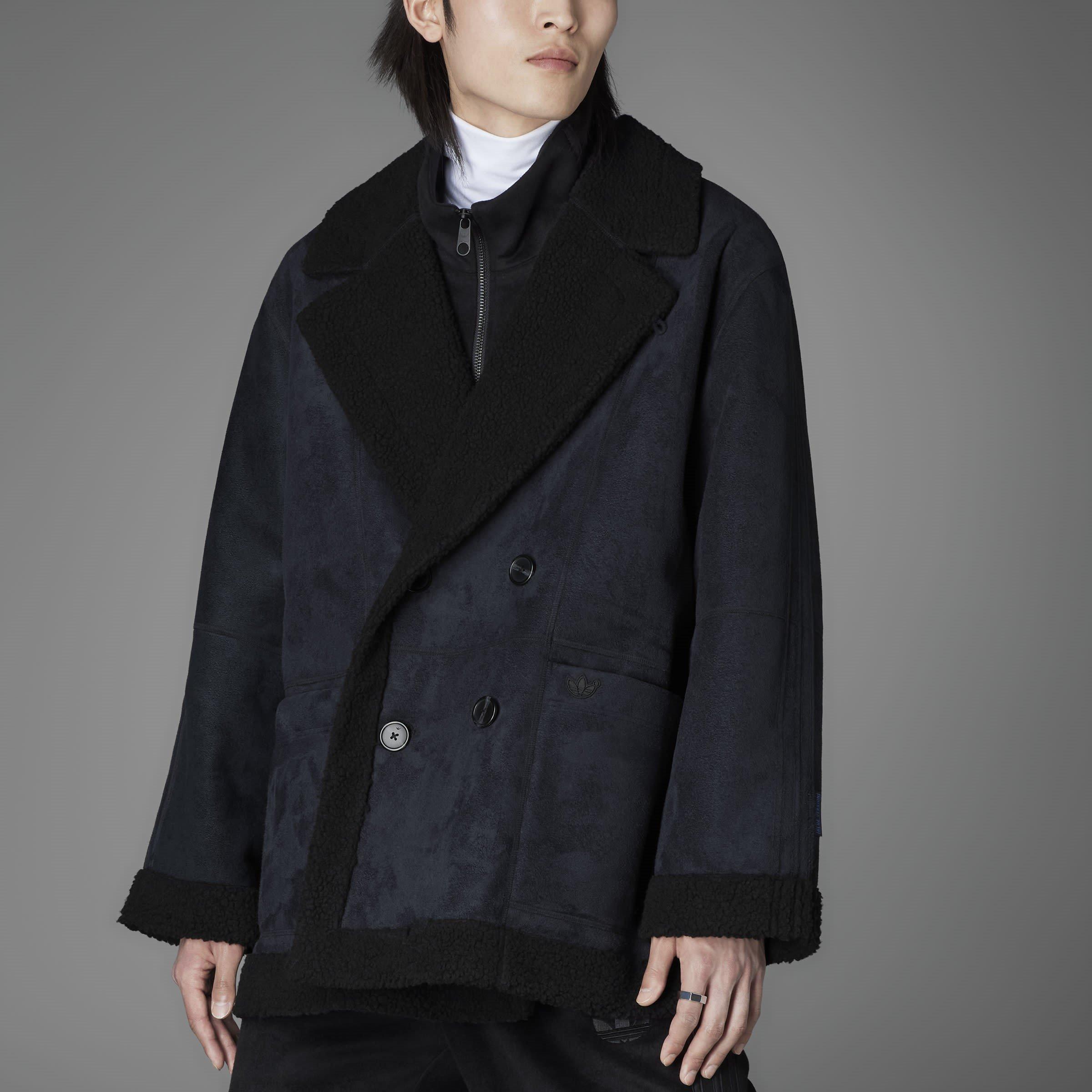 Black - adidas Originals - Men's Sherpa Textured Bomber Shearling Jacket - 7