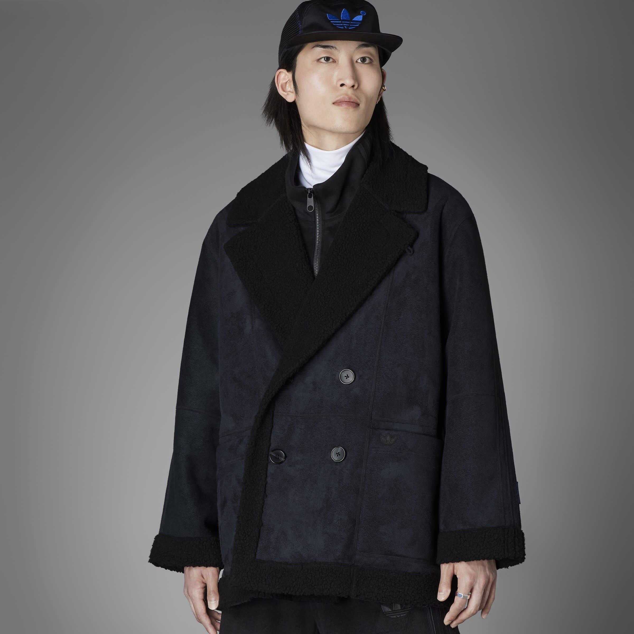 Black - adidas Originals - Men's Sherpa Textured Bomber Shearling Jacket - 10