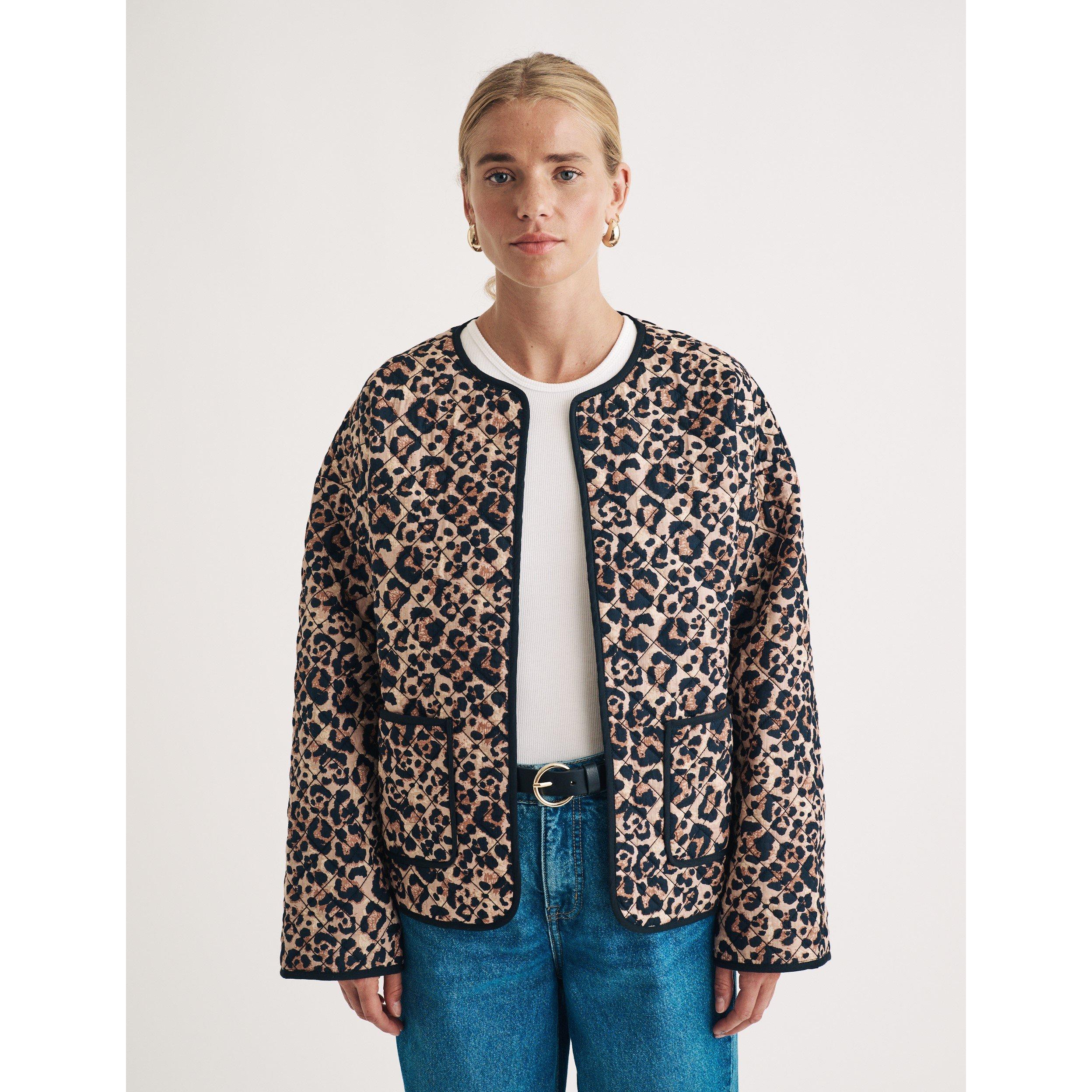 Nobodys Child Women's Print Quilted Short Puffer Jacket Leopard - 14 (L)