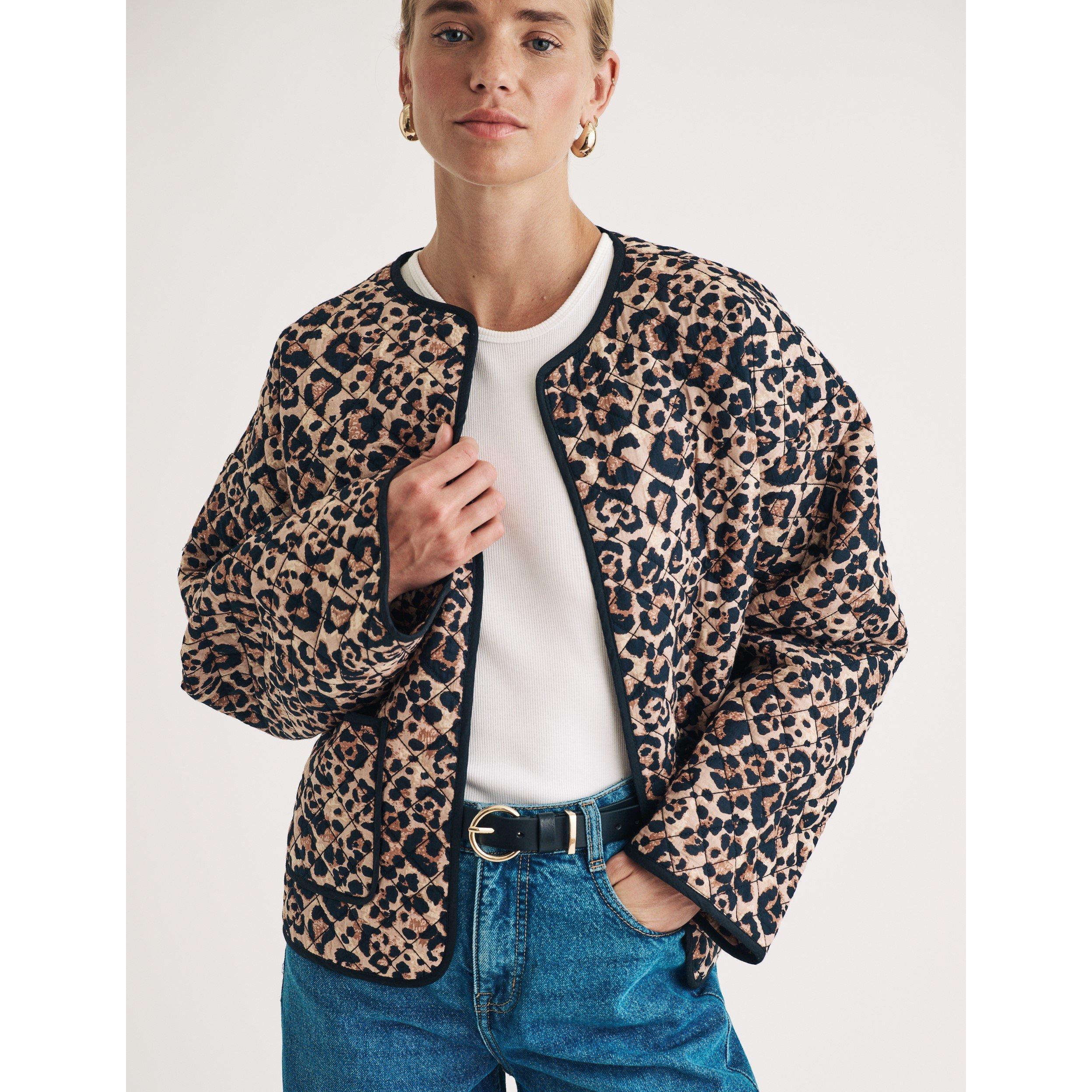 Leopard - Nobodys Child - Women's Leopard Print Quilted Short Puffer Jacket - 2