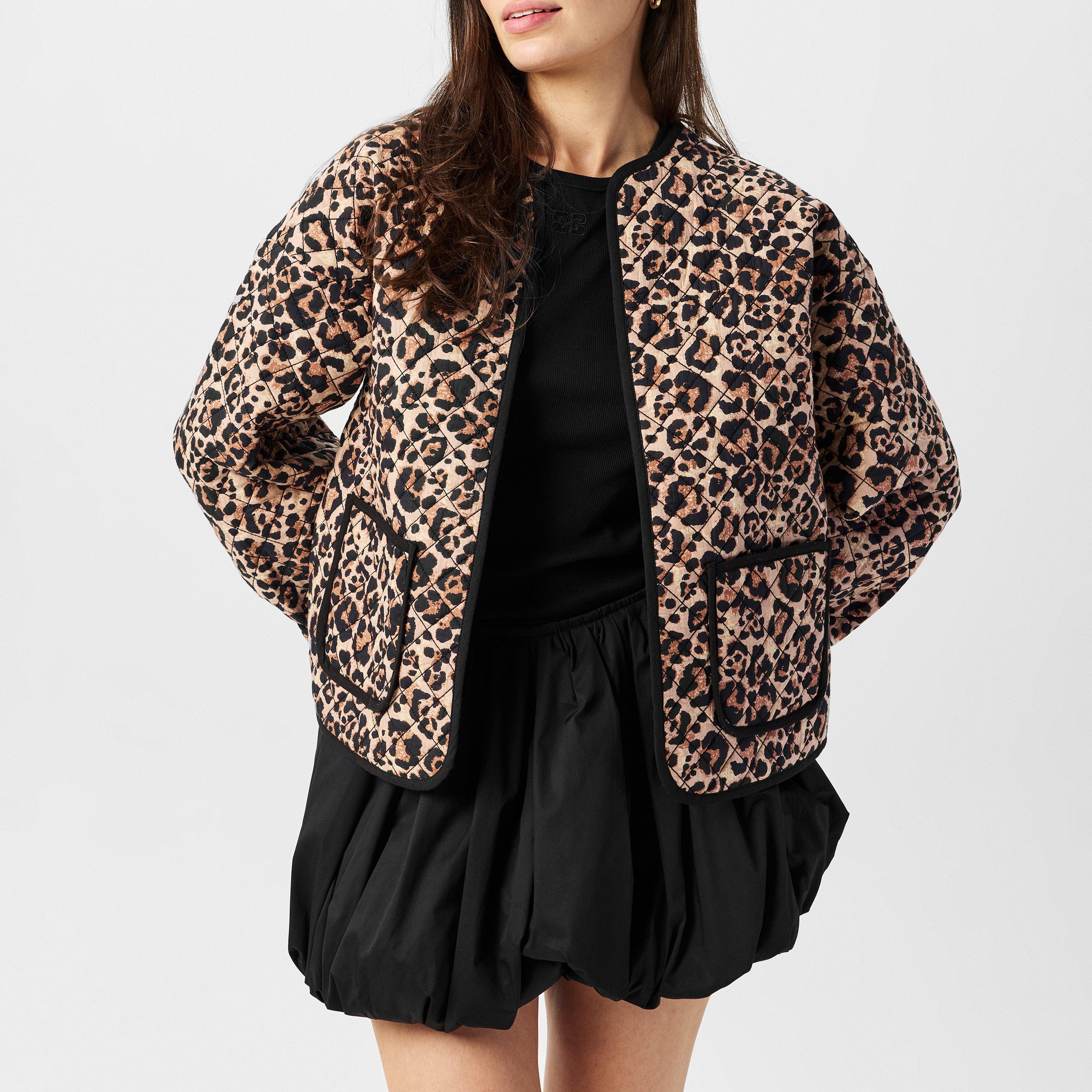 Leopard - Nobodys Child - Women's Leopard Print Quilted Short Puffer Jacket - 3