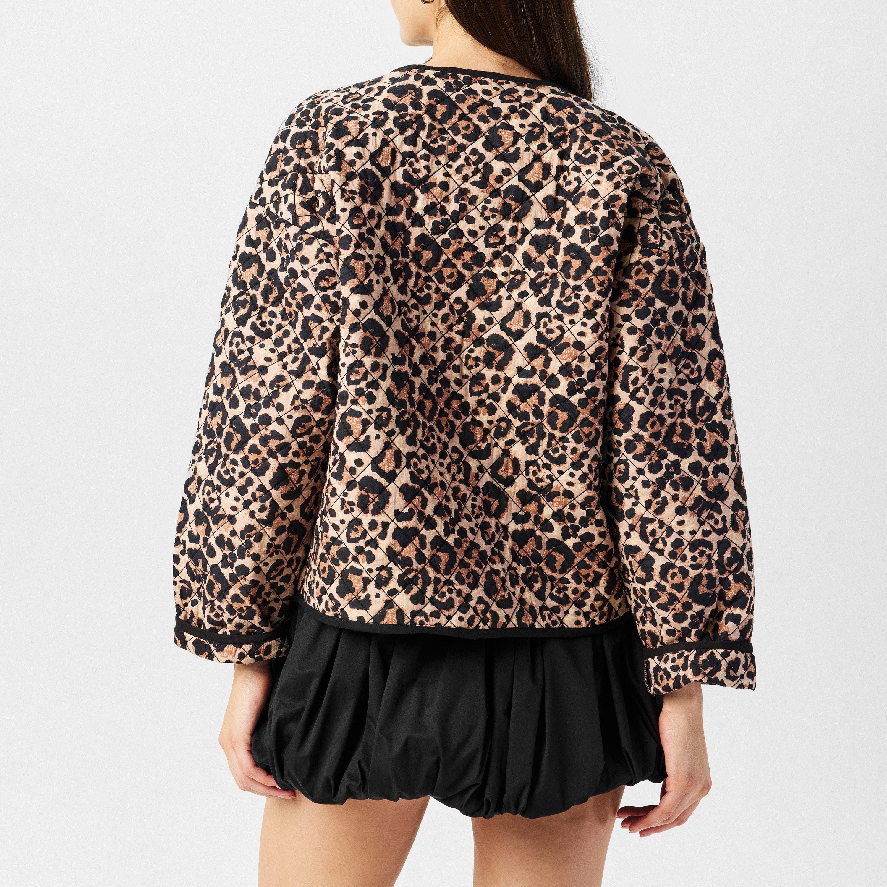 Leopard - Nobodys Child - Women's Leopard Print Quilted Short Puffer Jacket - 4