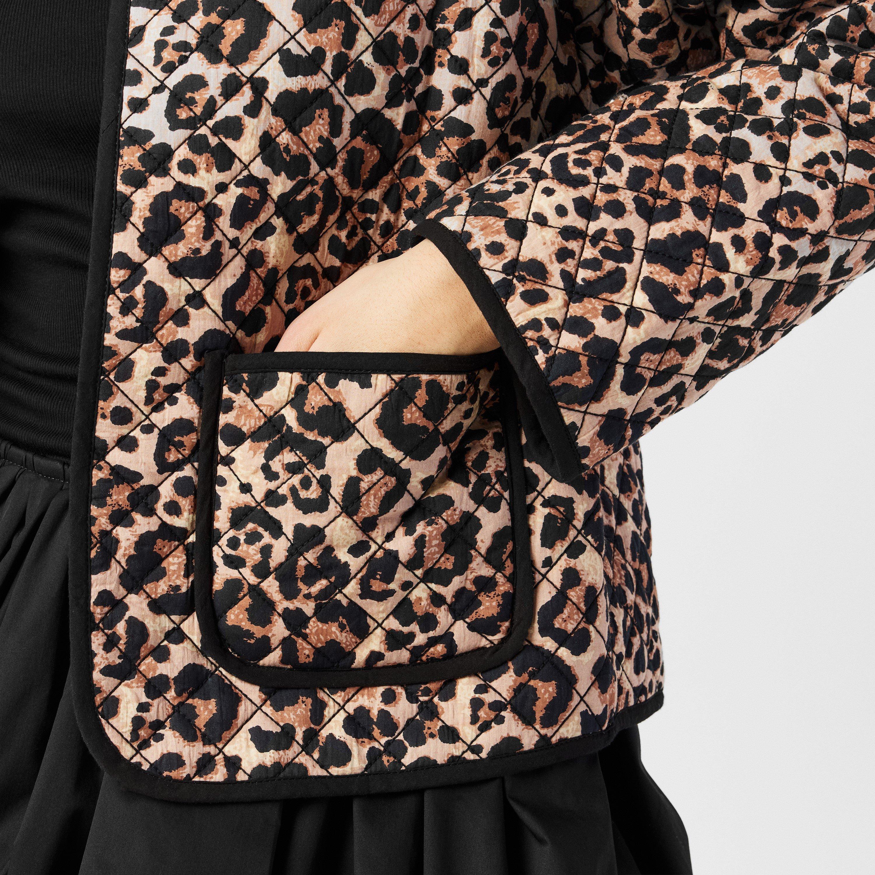 Leopard - Nobodys Child - Women's Leopard Print Quilted Short Puffer Jacket - 5