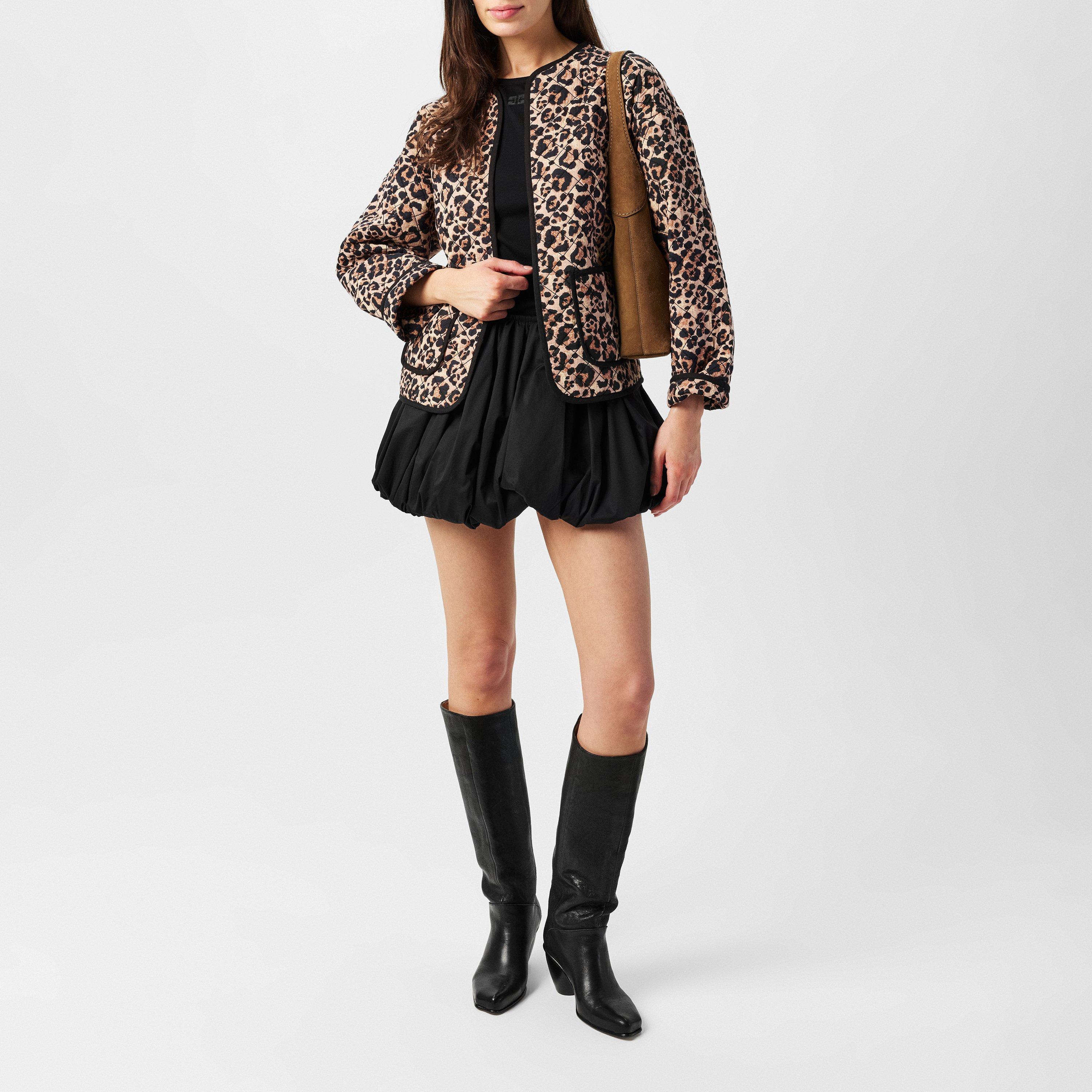 Leopard - Nobodys Child - Women's Leopard Print Quilted Short Puffer Jacket - 6