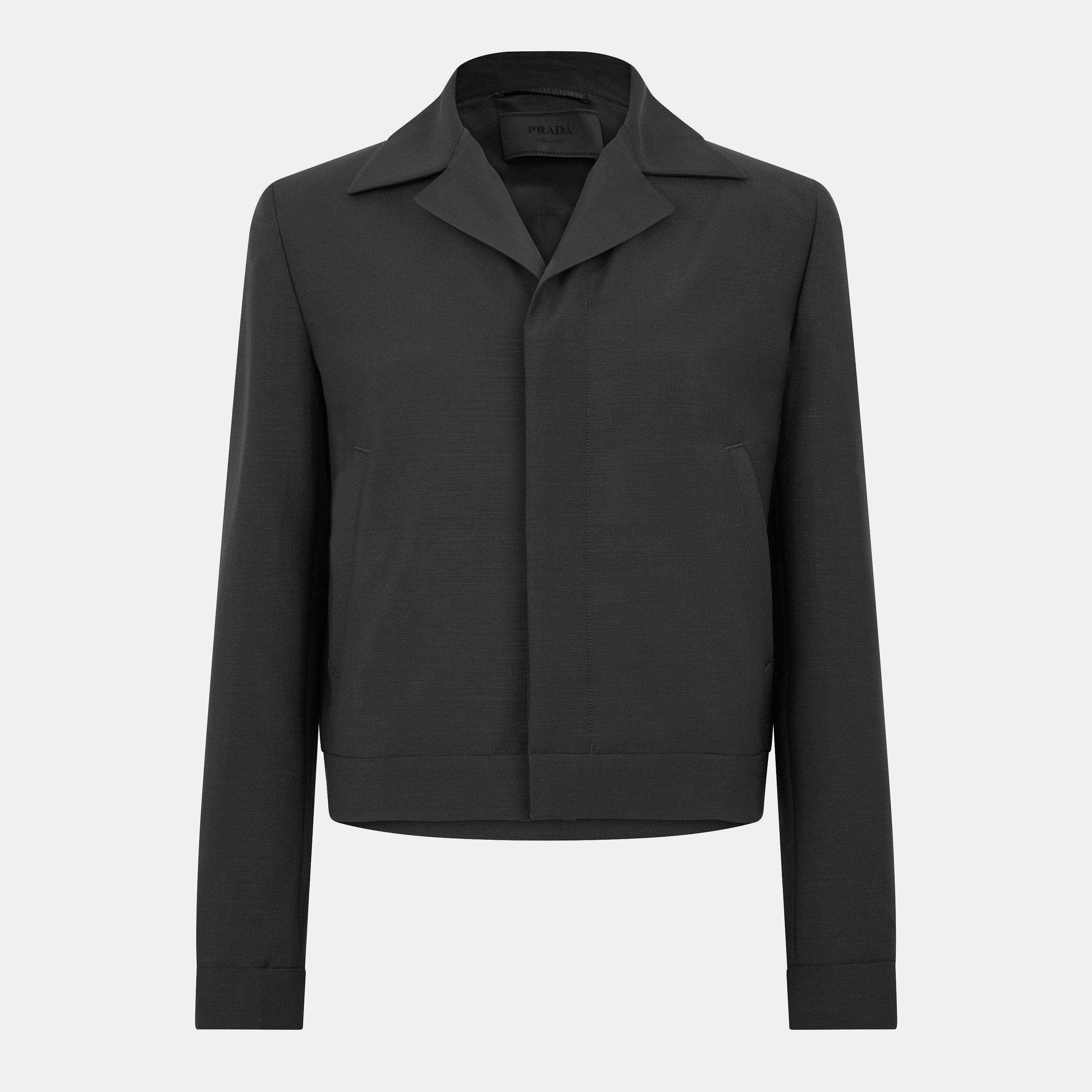 Black - Prada - Men's Mohair Wool Blend Long Sleeve Blazer - 1