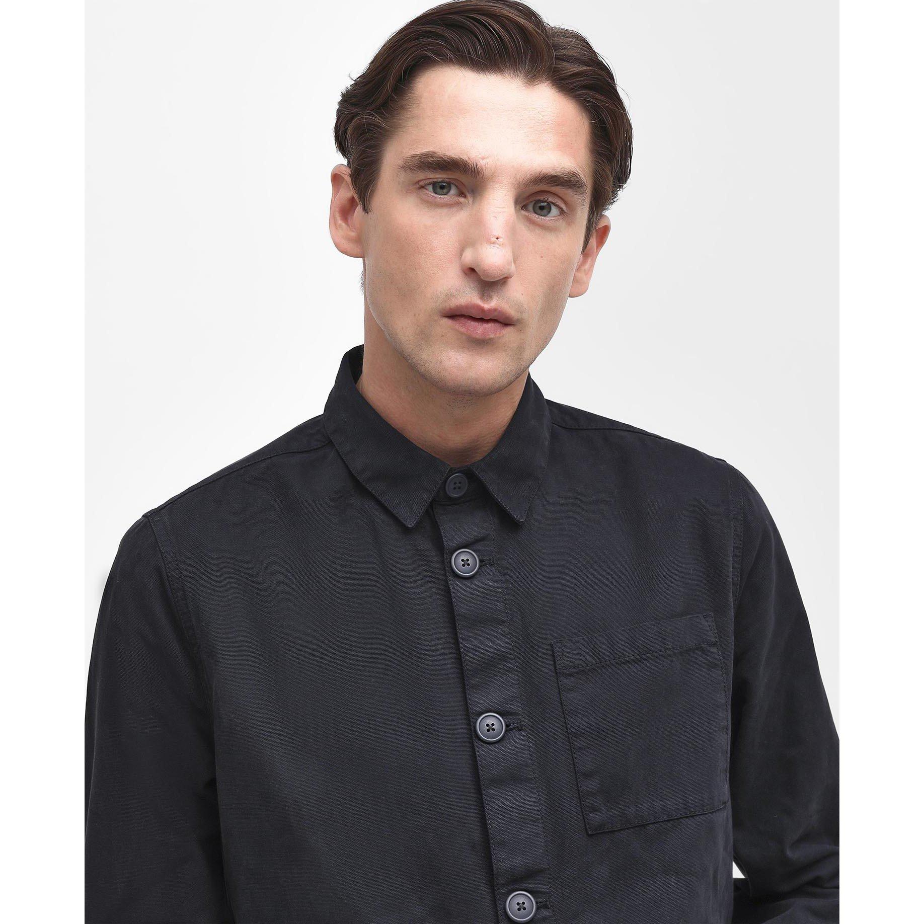 Navy NY91 - Barbour - Mens Washed Cotton Long Sleeve Overshirt - 5