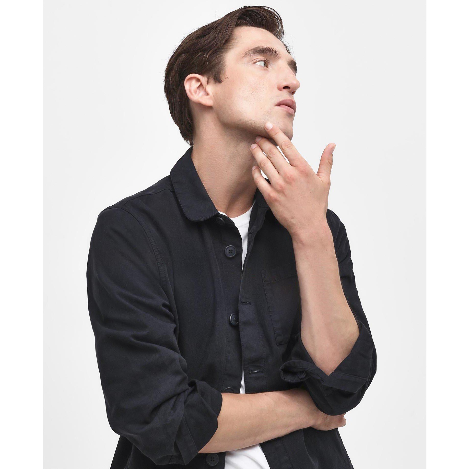 Navy NY91 - Barbour - Mens Washed Cotton Long Sleeve Overshirt - 6