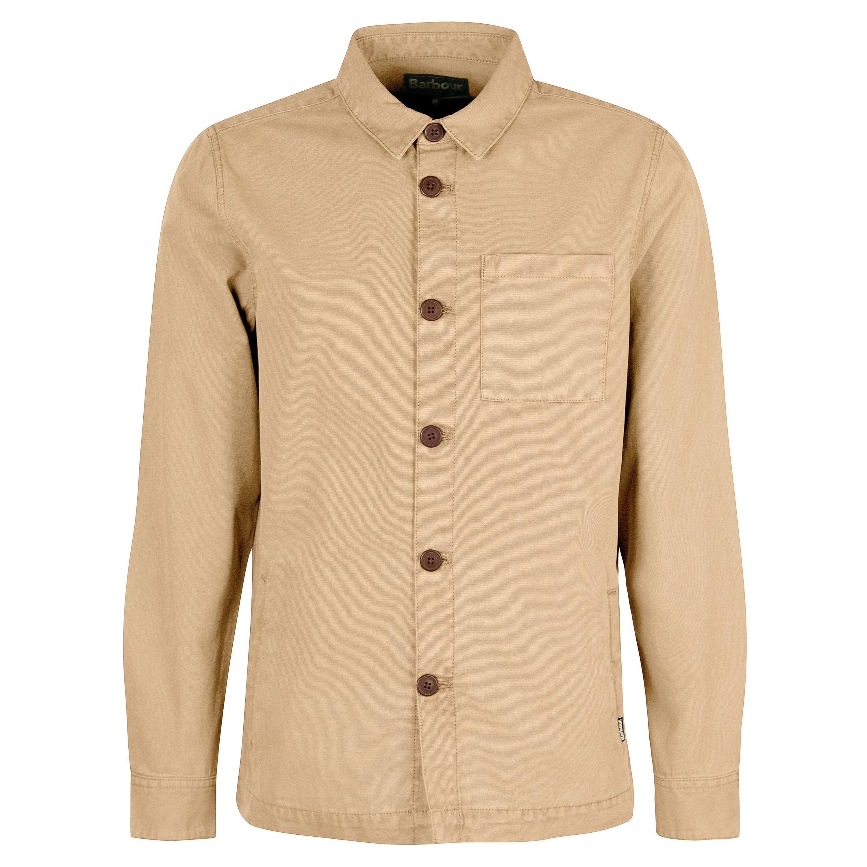 Barbour Mens Washed Cotton Long Sleeve Overshirt - Washed Stn ST17 - XL