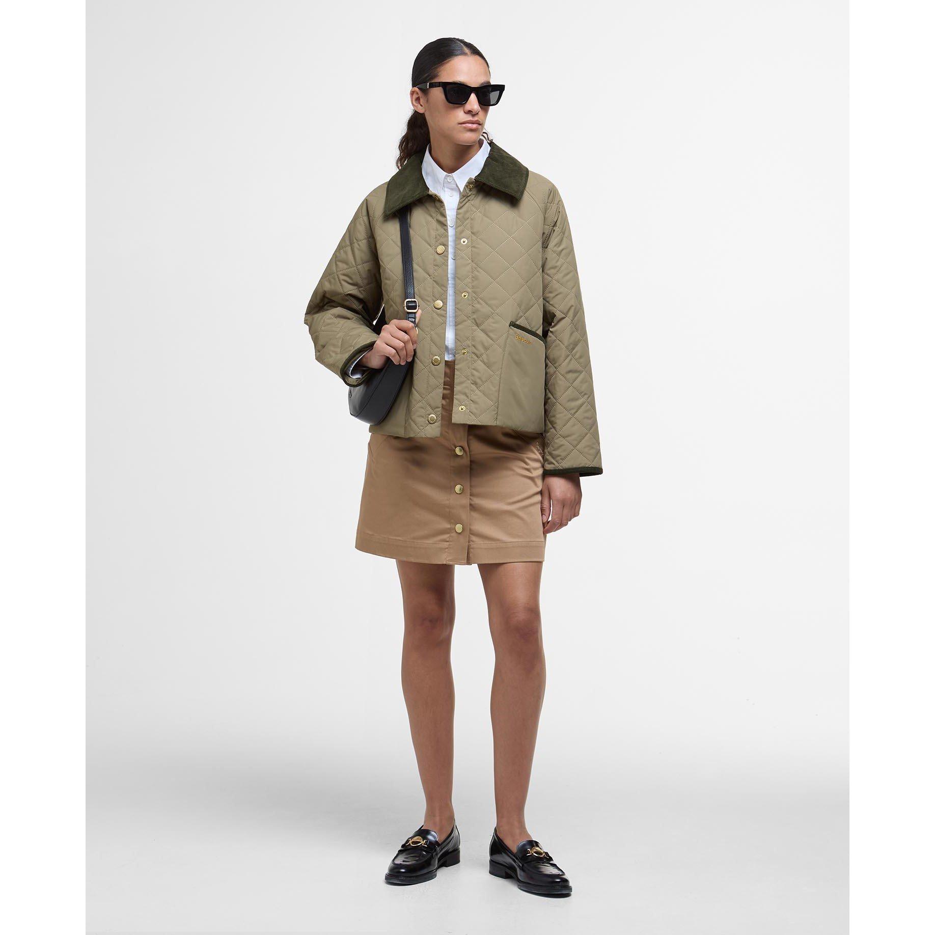 Dusky Green - Barbour - Women's Anise Corduroy-Trim Long Sleeve Quilted Jacket - 3