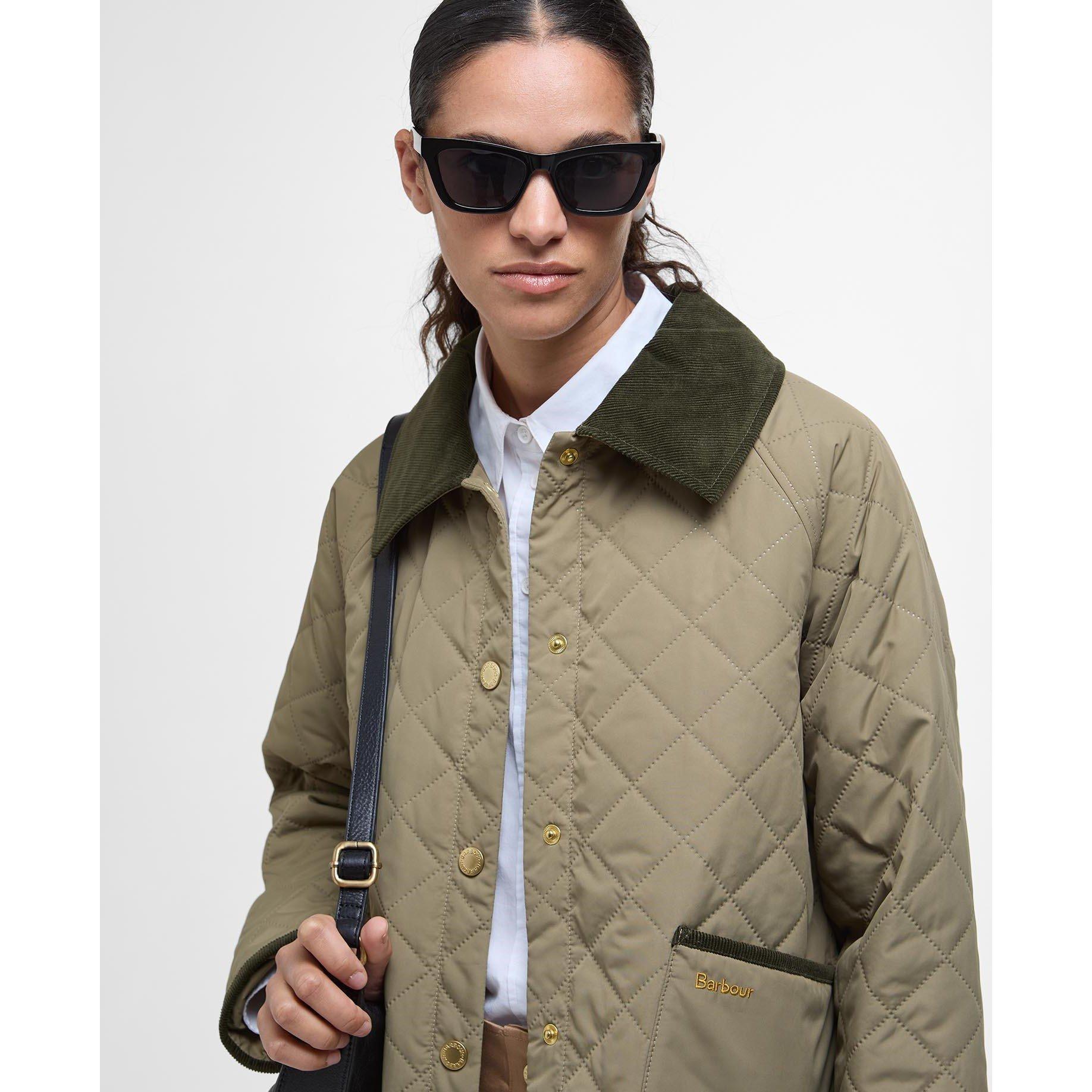 Dusky Green - Barbour - Women's Anise Corduroy-Trim Long Sleeve Quilted Jacket - 4