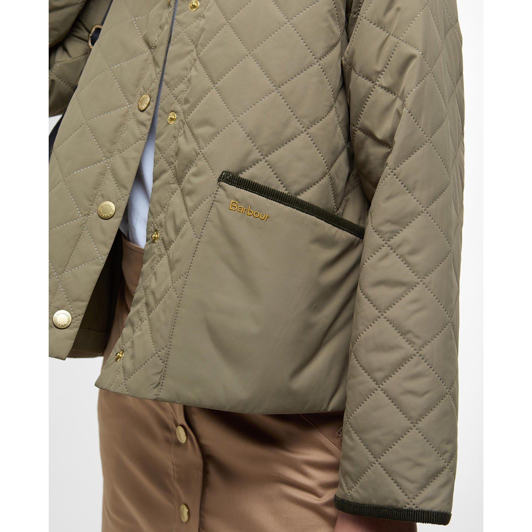 Dusky Green - Barbour - Women's Anise Corduroy-Trim Long Sleeve Quilted Jacket - 5