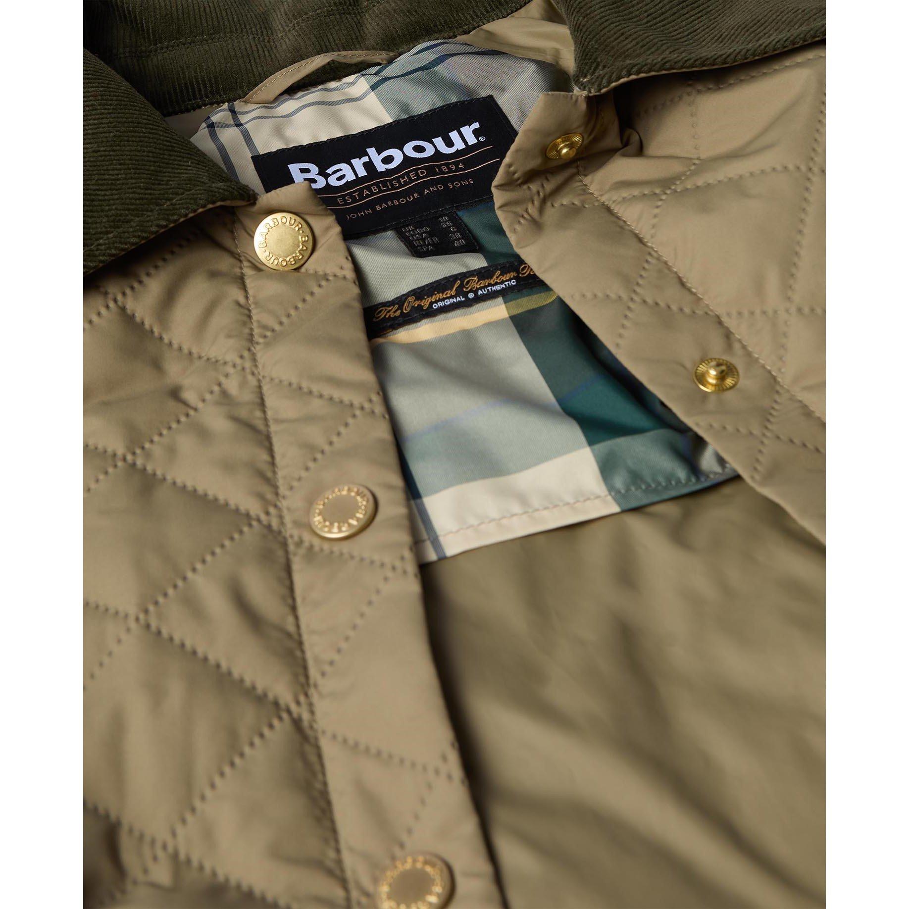 Dusky Green - Barbour - Women's Anise Corduroy-Trim Long Sleeve Quilted Jacket - 6