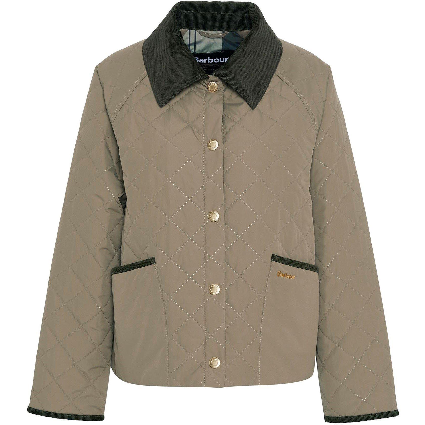Dusky Green - Barbour - Women's Anise Corduroy-Trim Long Sleeve Quilted Jacket - 7