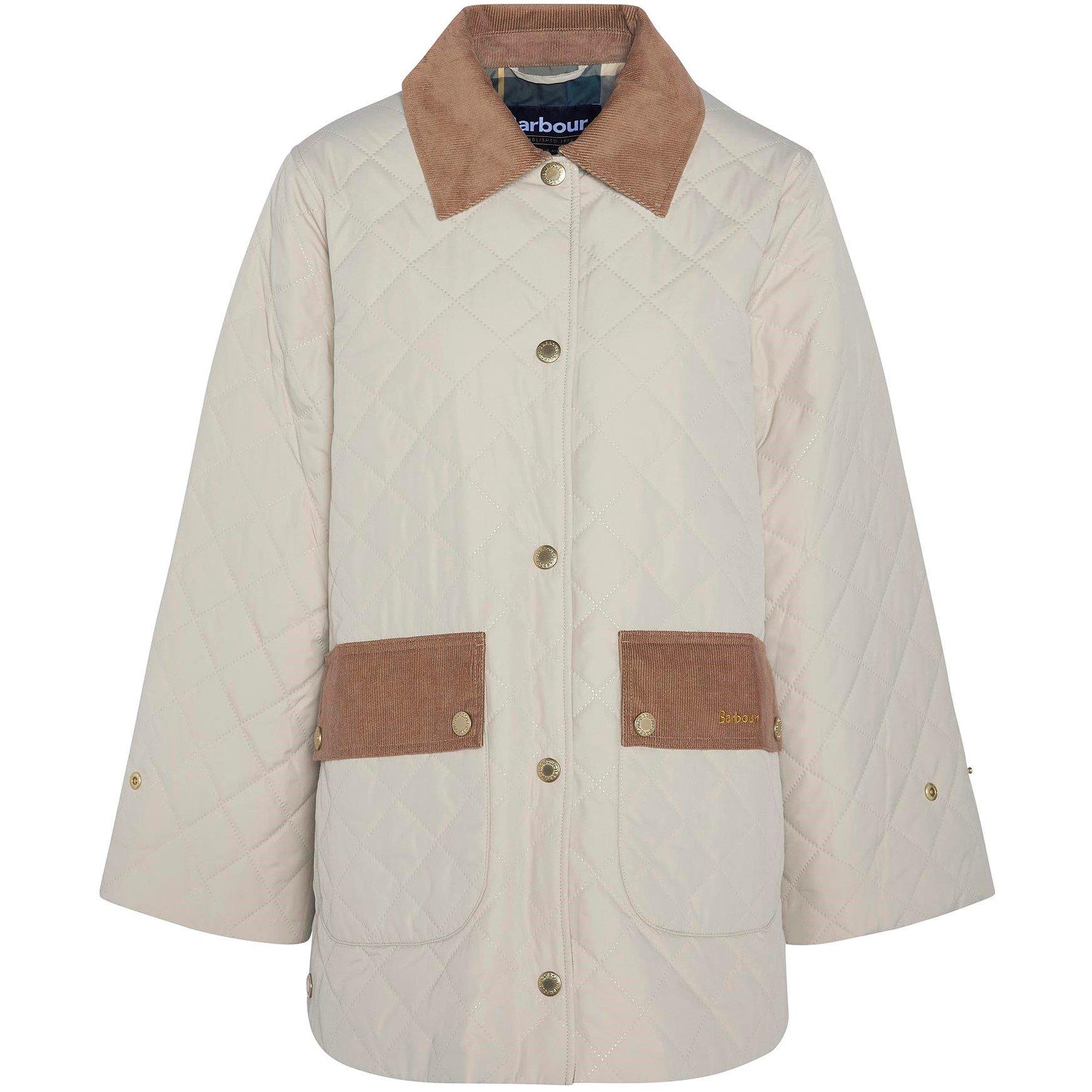 Light Sand/An - Barbour - Women's Corinne Corduroy Trim Long Sleeve Quilted Jacket - 1