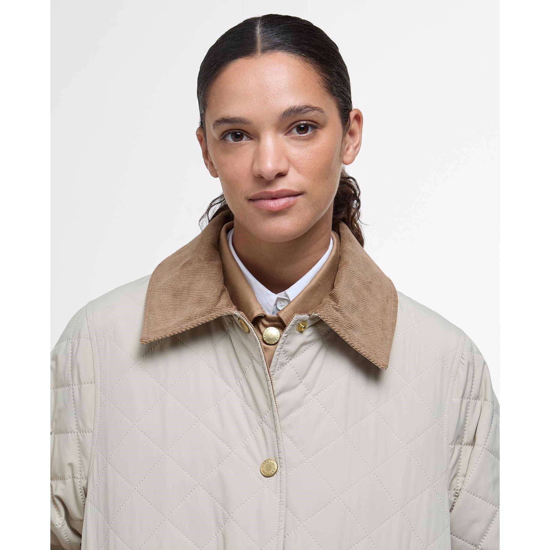 Light Sand/An - Barbour - Women's Corinne Corduroy Trim Long Sleeve Quilted Jacket - 4