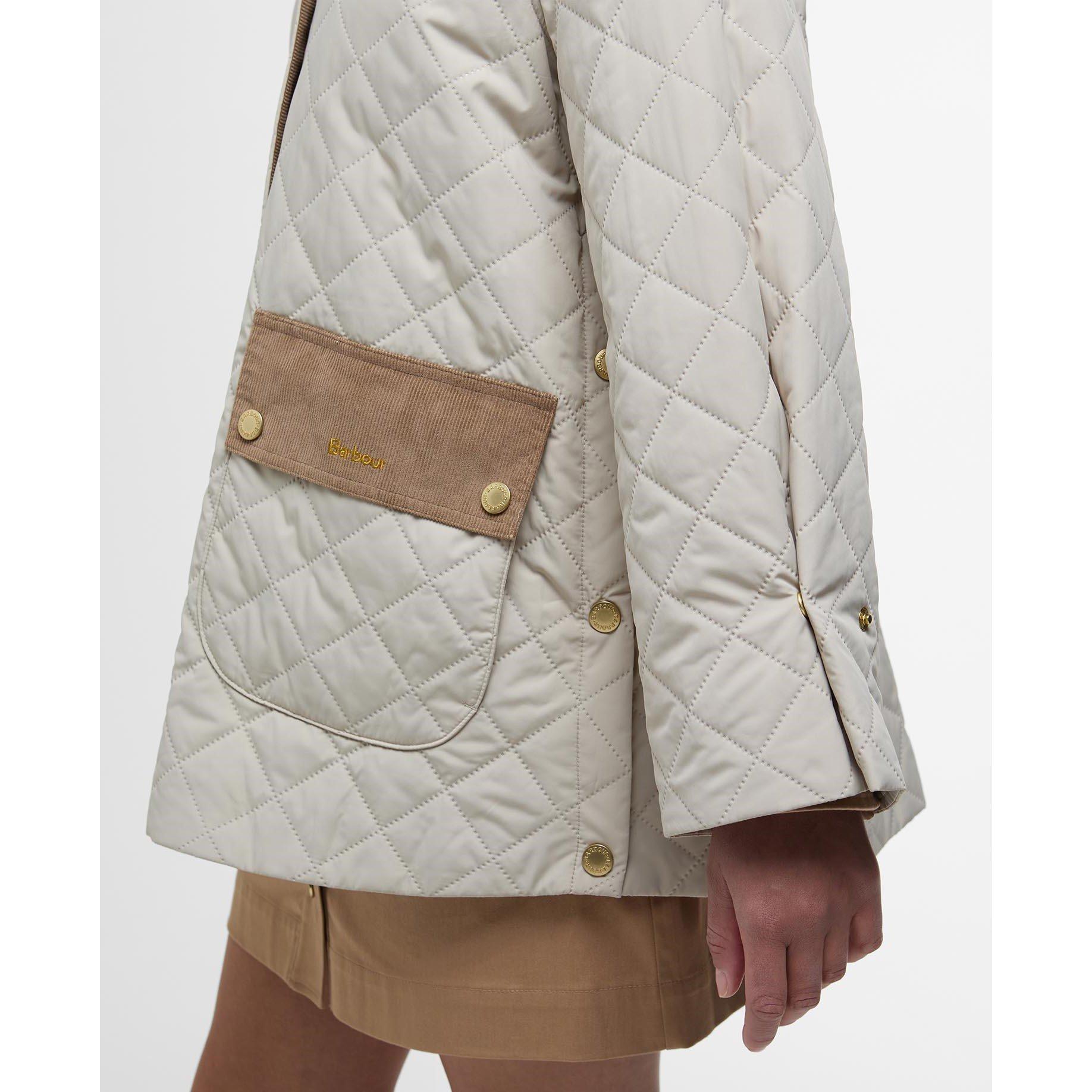 Light Sand/An - Barbour - Women's Corinne Corduroy Trim Long Sleeve Quilted Jacket - 5