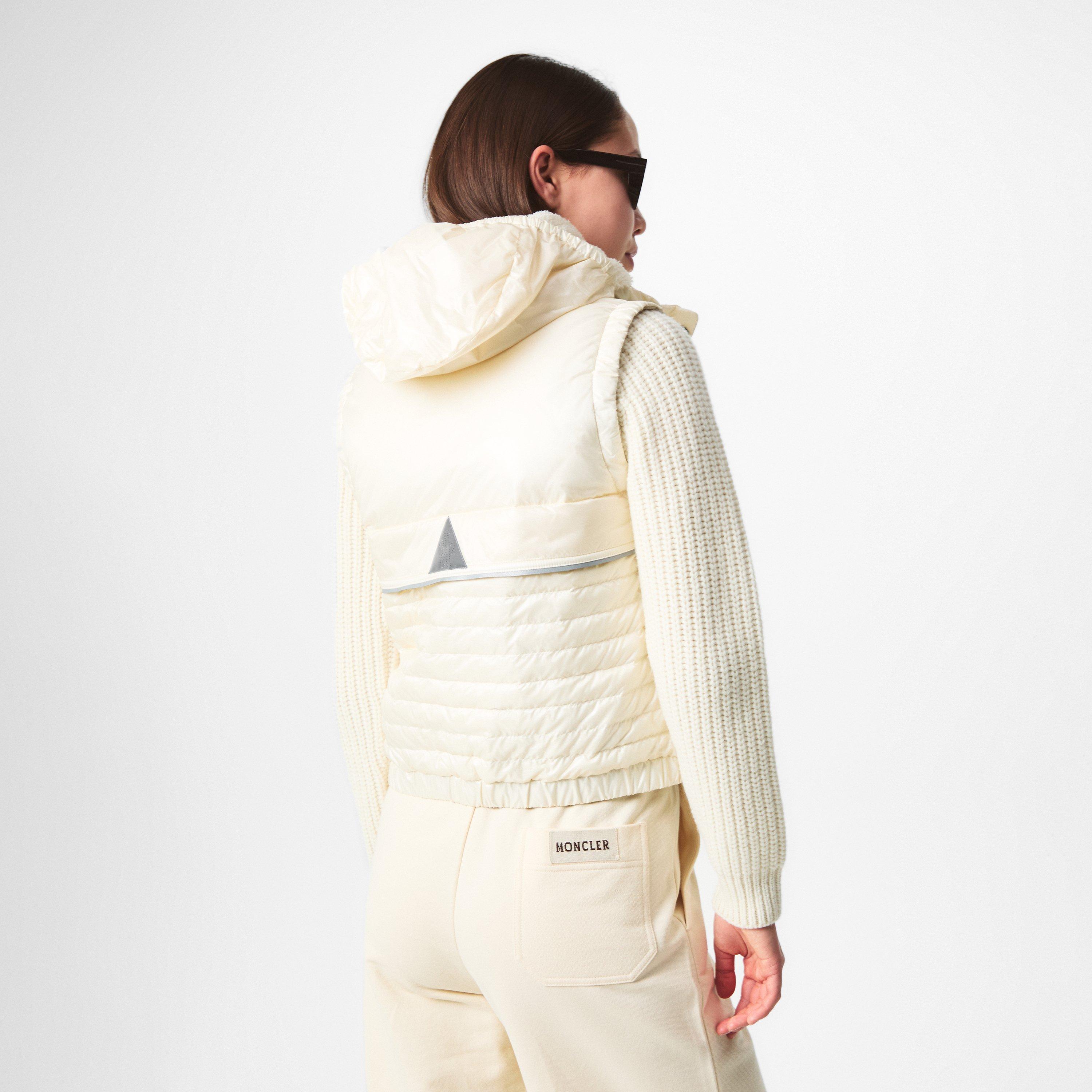 Cream 04A - Moncler Grenoble - Women's Gumiane Quilted Goose Down Sleeveless Full Zip Concealed Hood Gilet - 4
