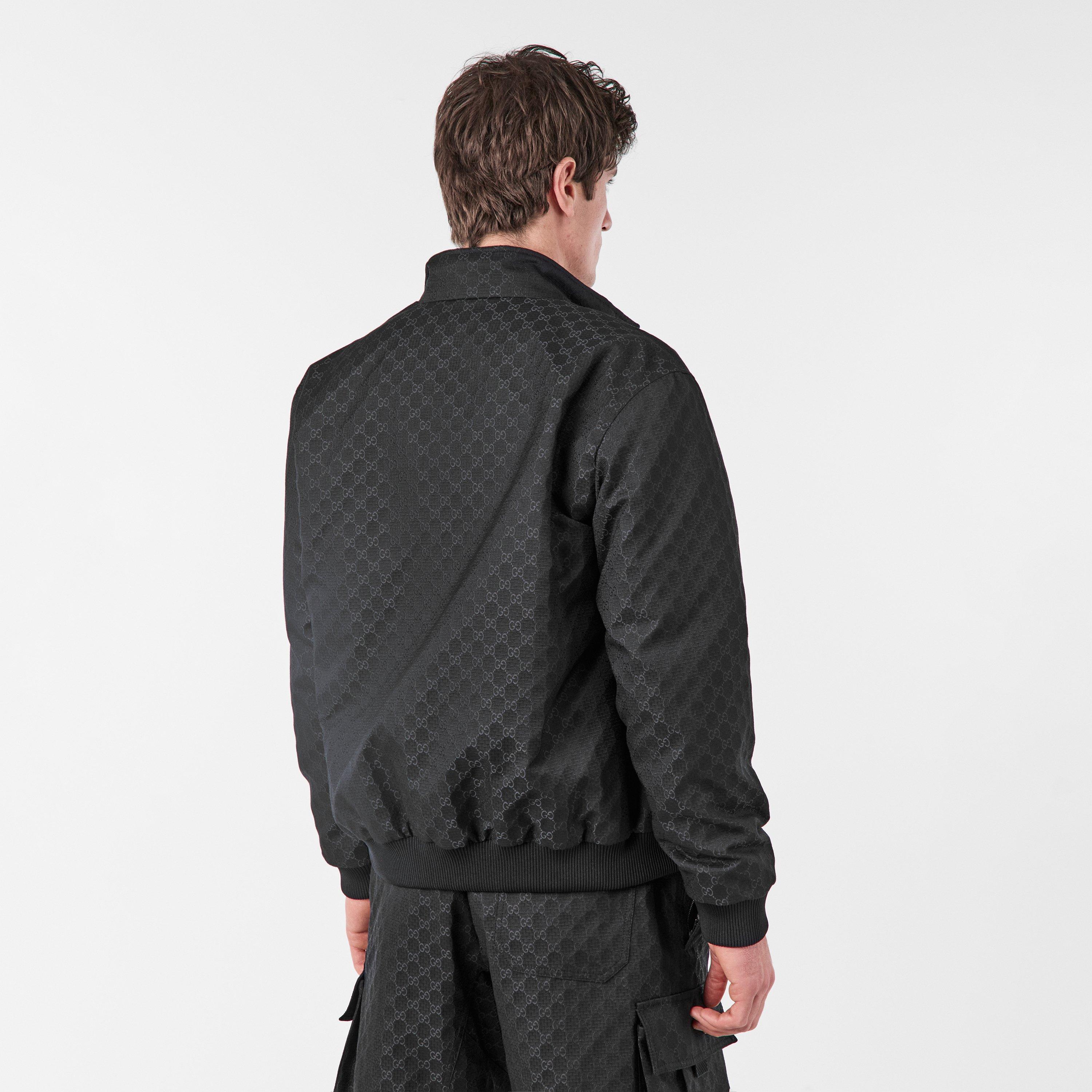 Black - Gucci - Men's GG Ripstop Cotton Stand Collar Harrington Jacket - 4