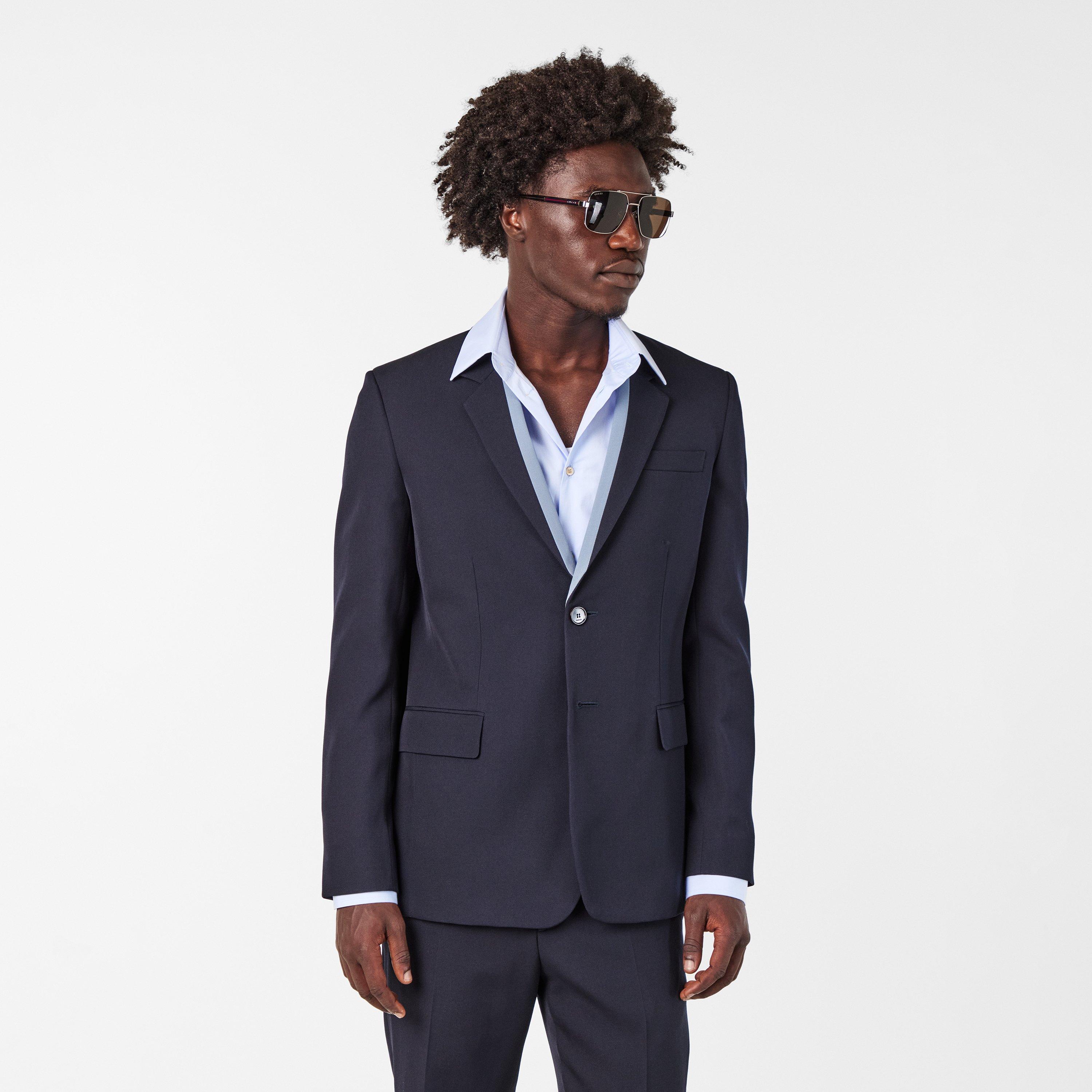 Ink - Gucci - Men's Single Breasted Contrast Long Sleeve Blazer - 3