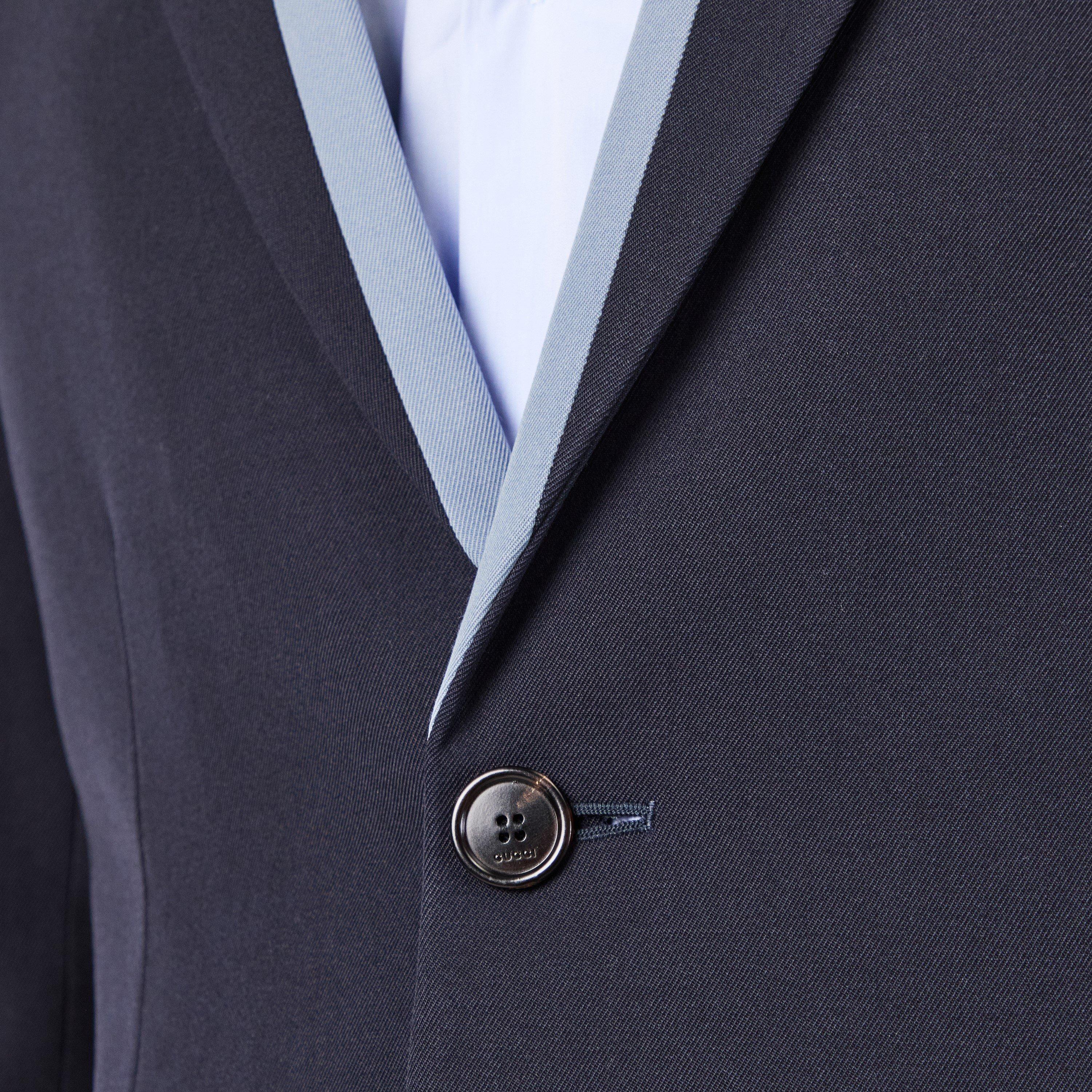 Ink - Gucci - Men's Single Breasted Contrast Long Sleeve Blazer - 5