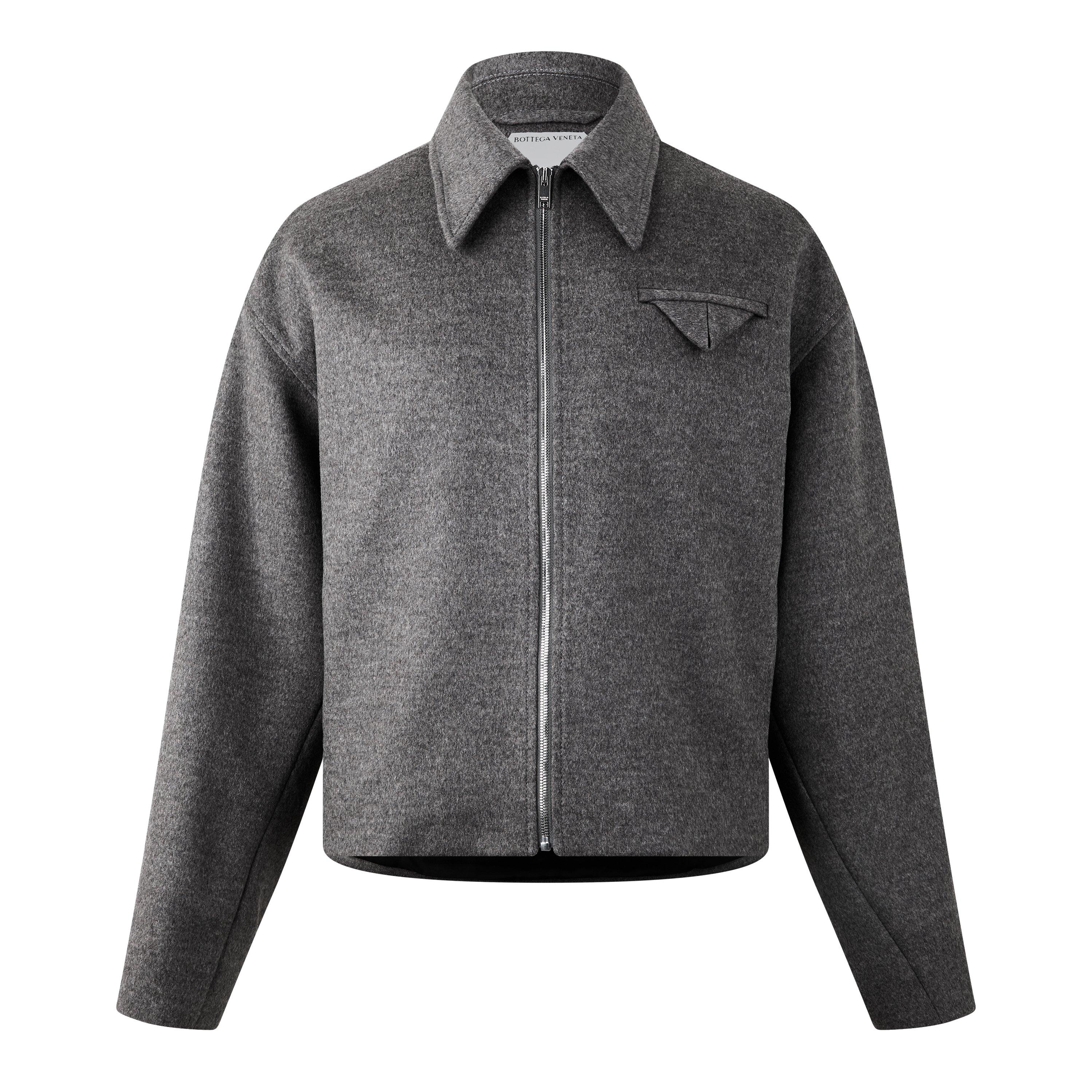 国内発 BOTTEGA VENETA シェブロングレーウール長袖ジャケット Bottega Veneta: グレー シェブロン ジャケット | SSENSE 日本
