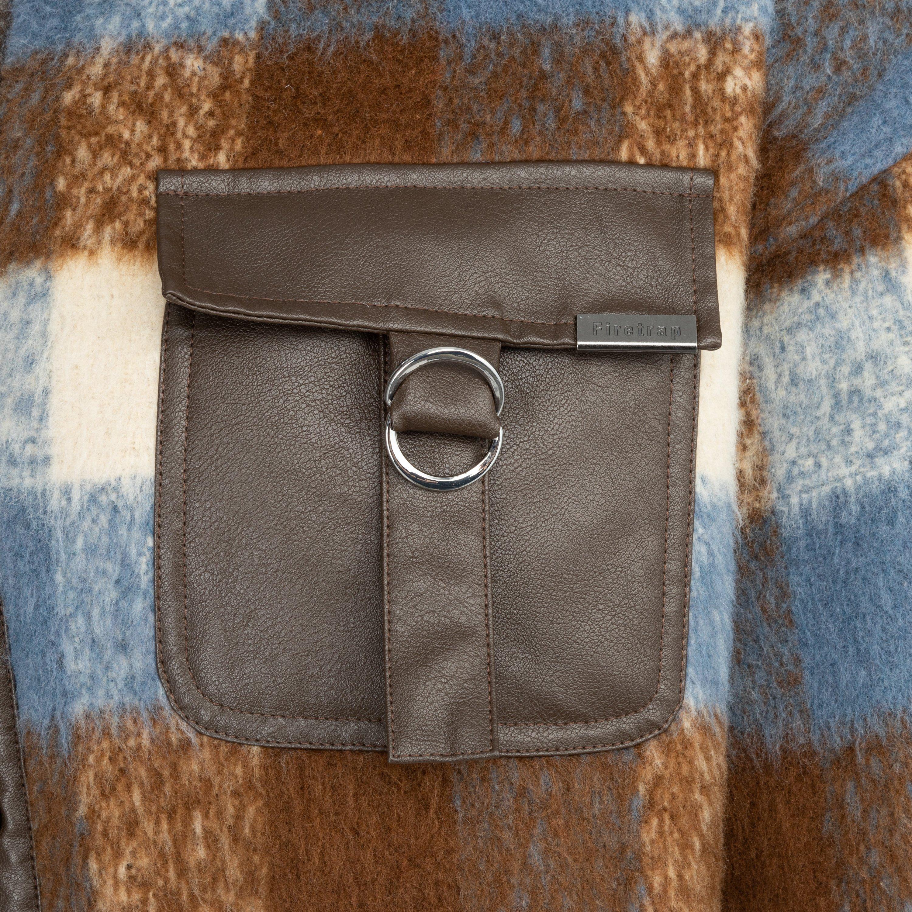 Carreaux marron - Firetrap - Check Pattern Long Sleeve Button Overshirt - 4