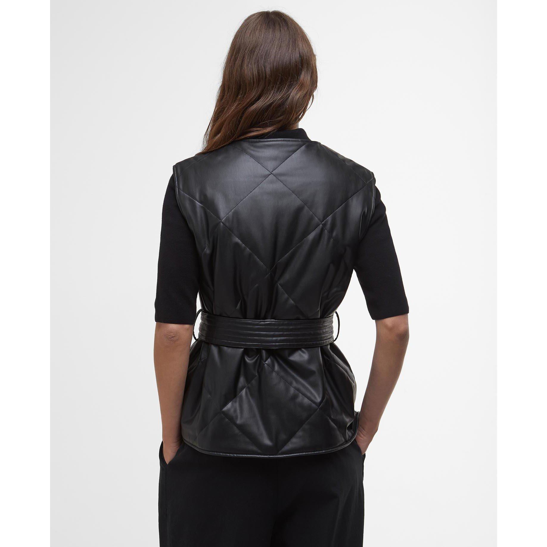 Black - Barbour International - Women's Rosa Faux Leather Quilted Belted Gilet - 2