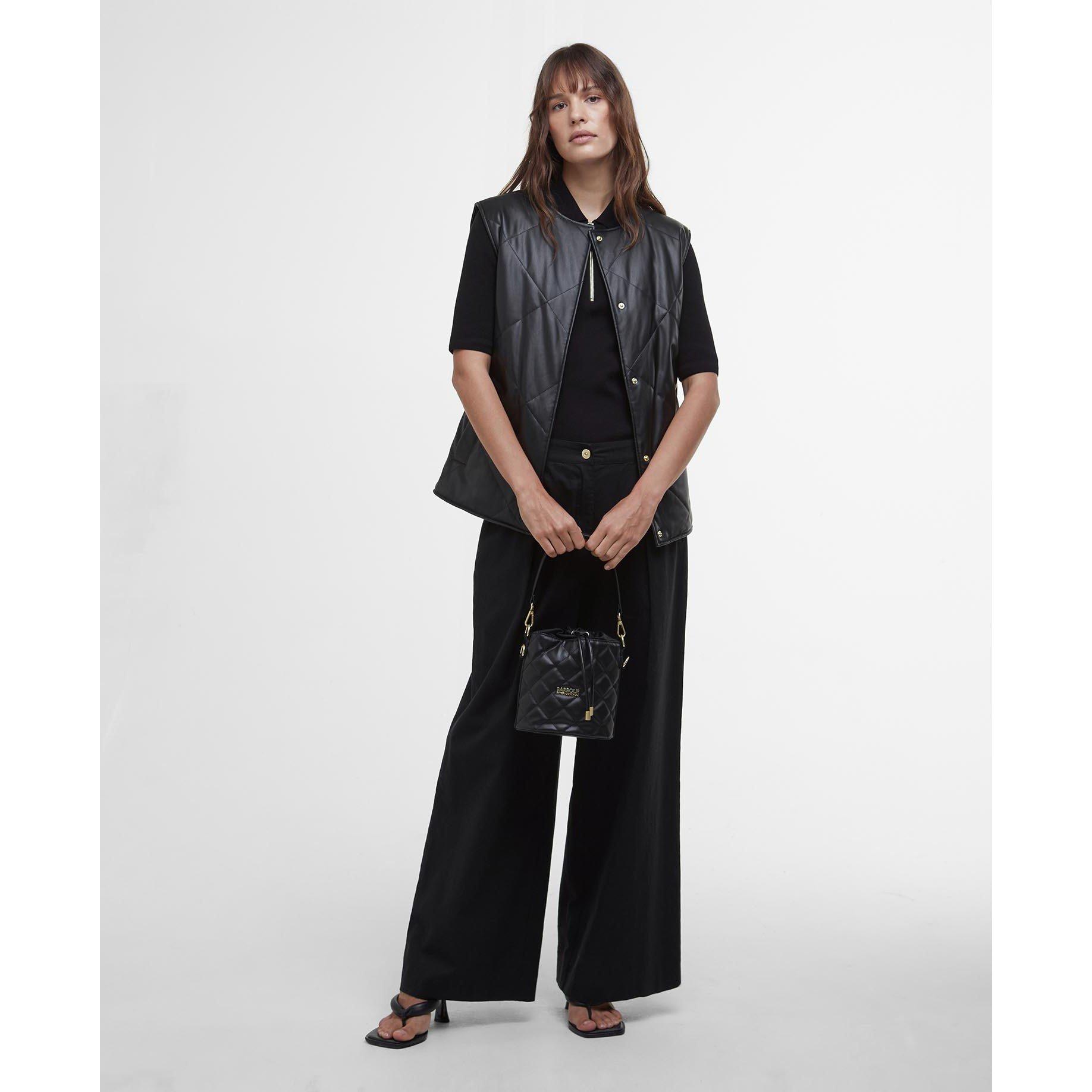 Black - Barbour International - Women's Rosa Faux Leather Quilted Belted Gilet - 3