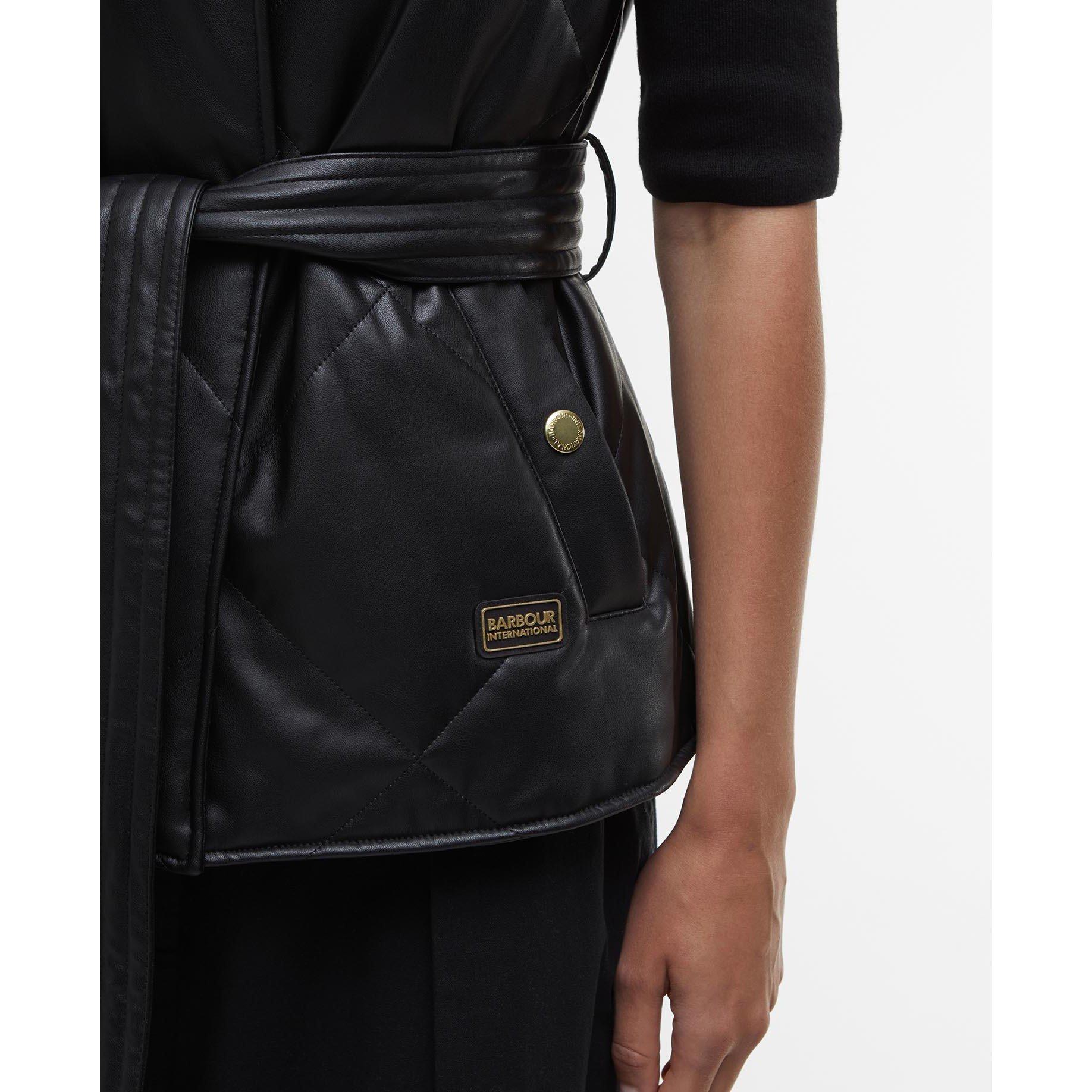 Black - Barbour International - Women's Rosa Faux Leather Quilted Belted Gilet - 6