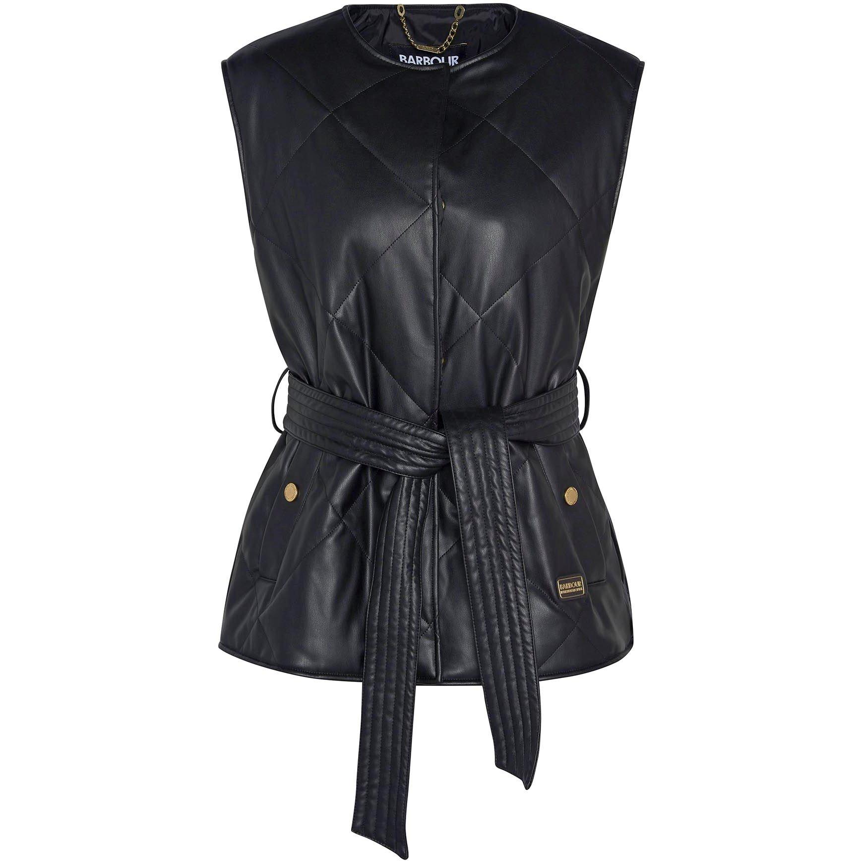 Black - Barbour International - Women's Rosa Faux Leather Quilted Belted Gilet - 7