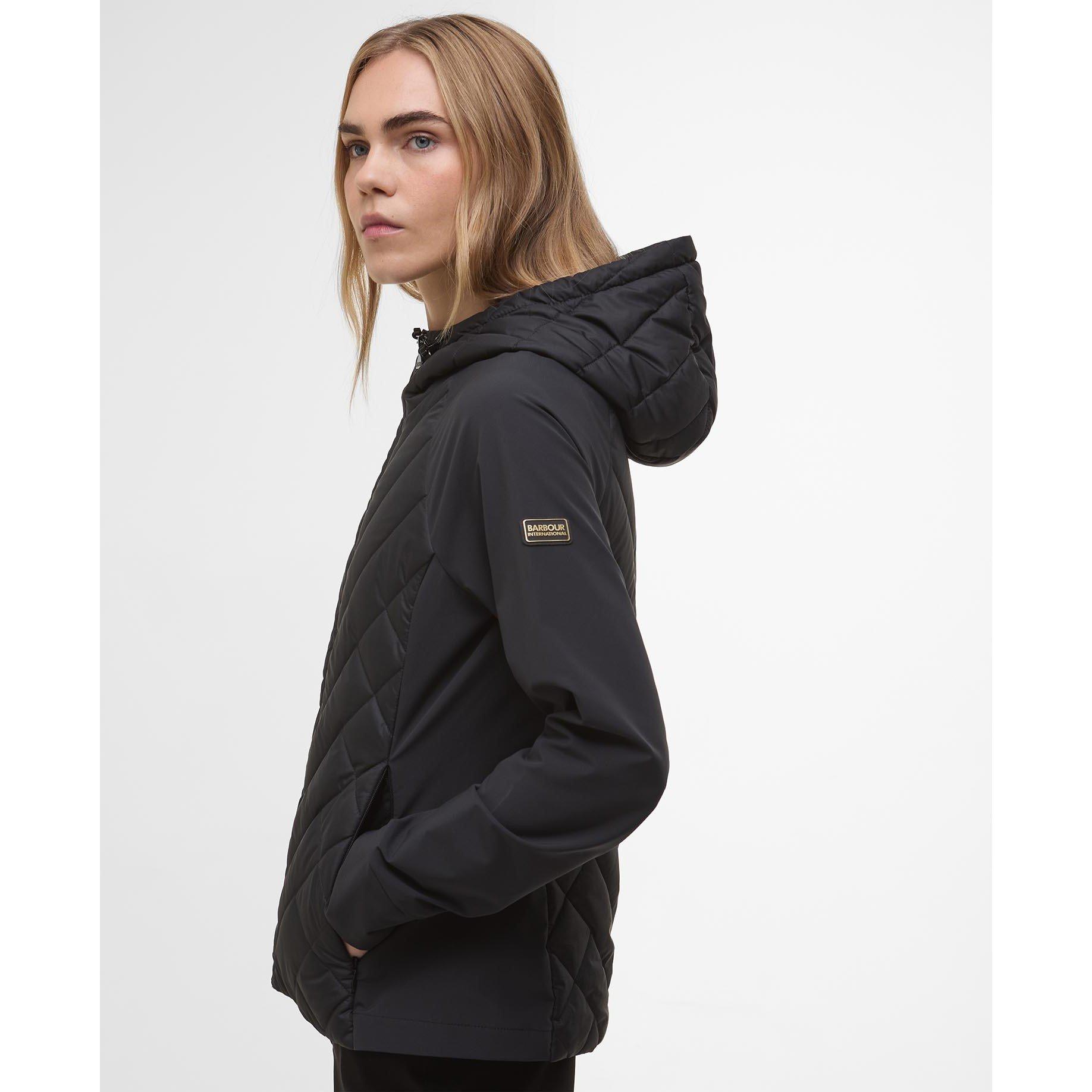 Black - Barbour International - Women's Dakota Hooded Long Sleeve Zip Quilted Jacket - 4
