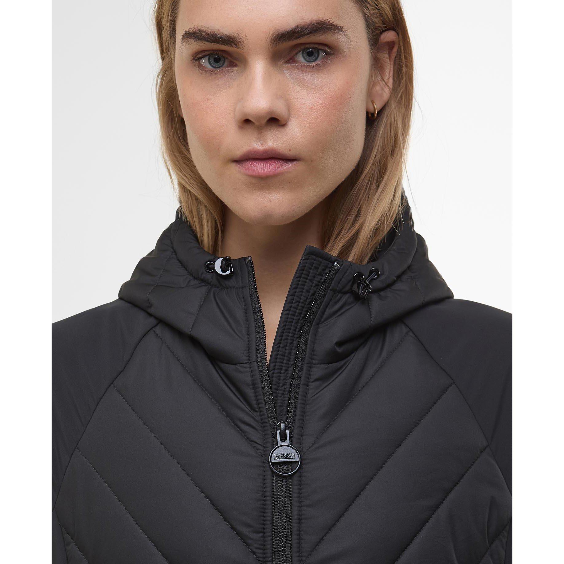 Black - Barbour International - Women's Dakota Hooded Long Sleeve Zip Quilted Jacket - 5